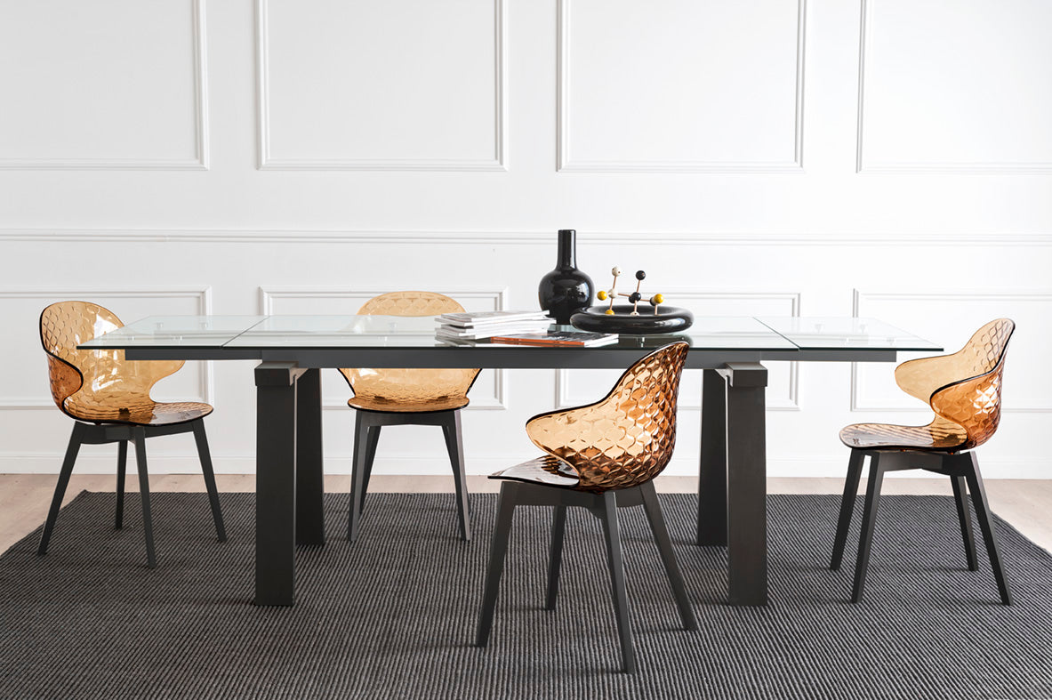 SAINT TROPEZ chair with a white seat and walnut base