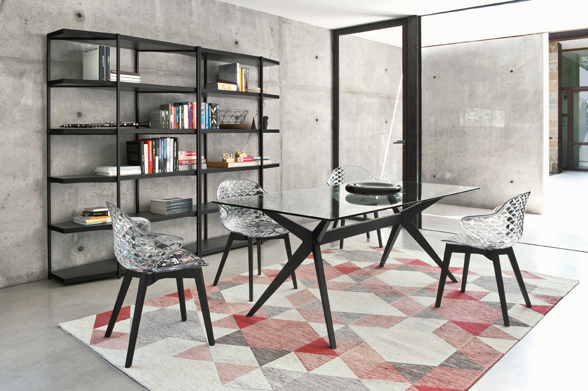 SAINT TROPEZ chair with brown seat and black wooden base