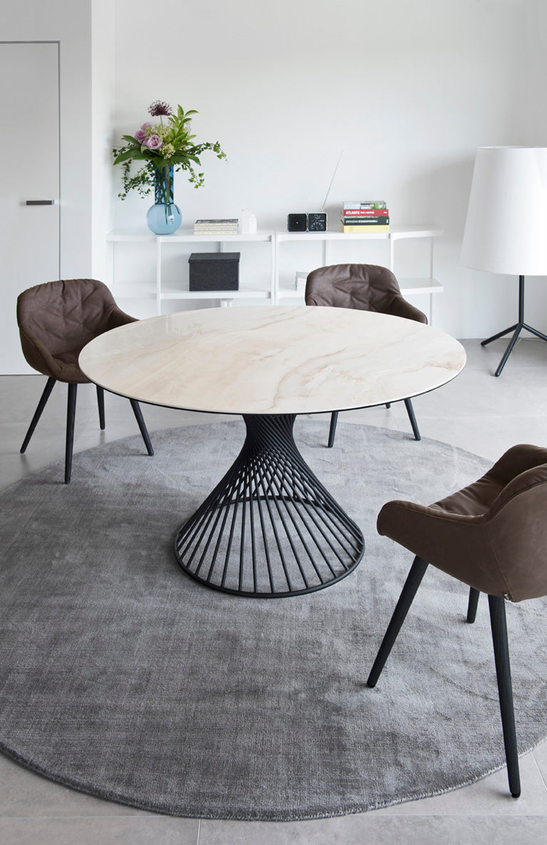 Round Table VORTEX with Cream Top and Brown Base