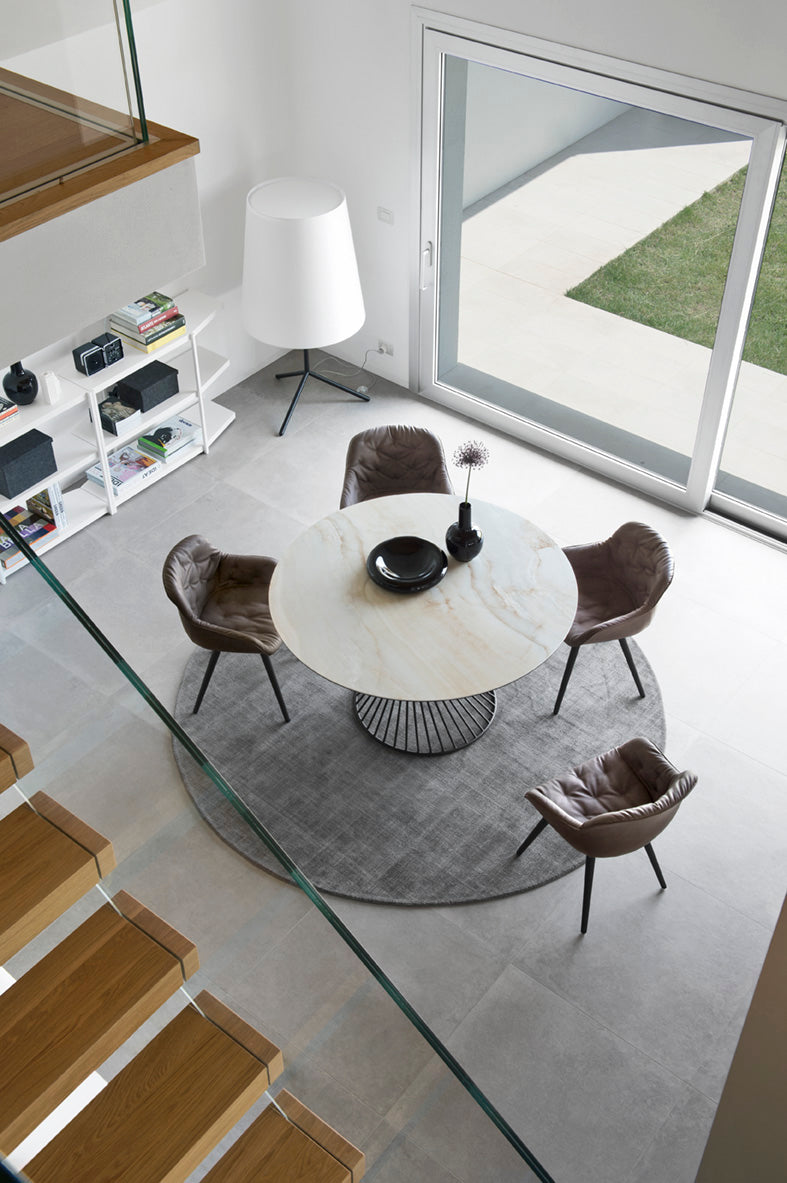 IGLOO Armchair with Upholstered Seat and Dark Wooden Base