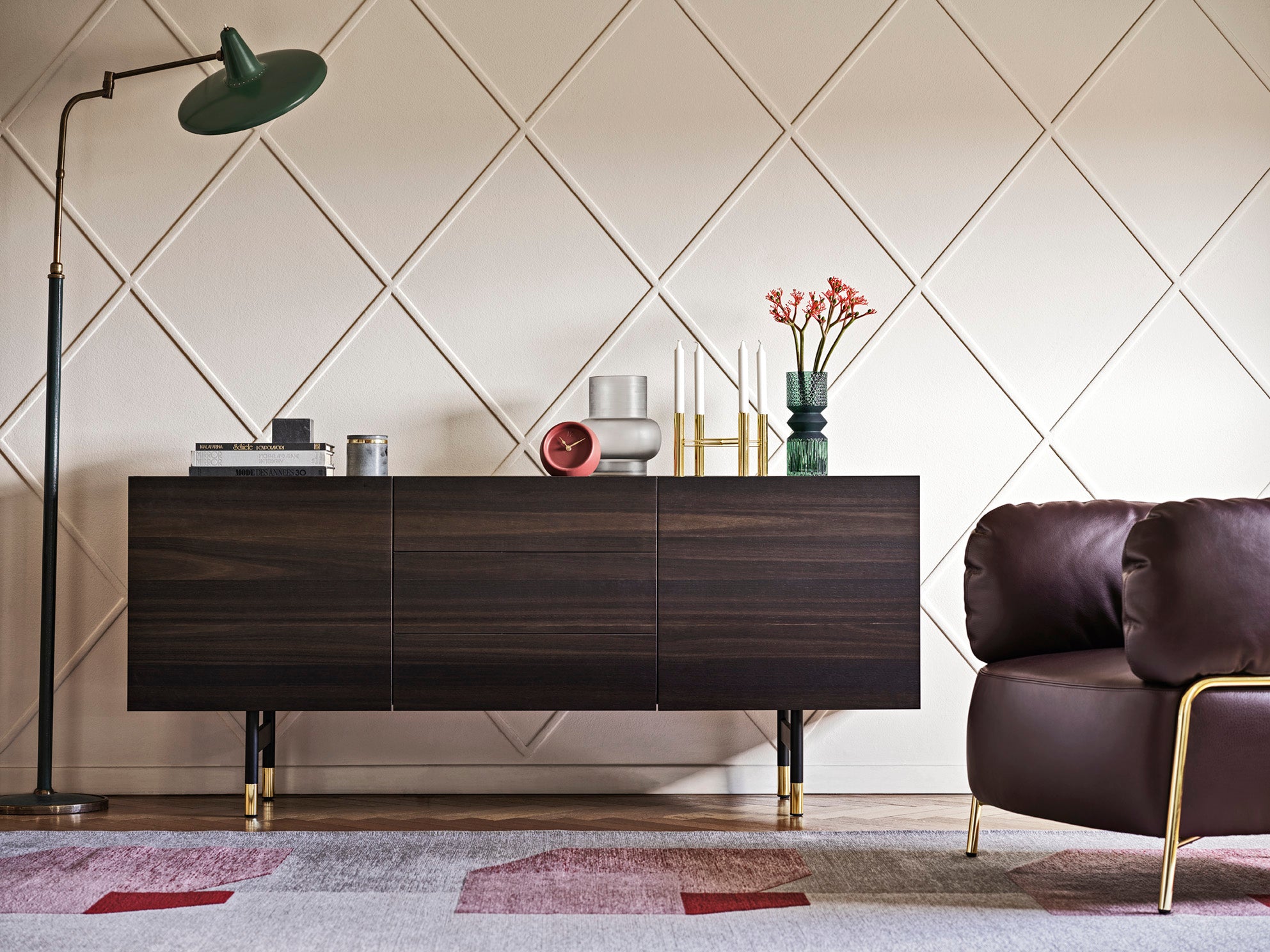 HORIZON chest of drawers dark wood with white top