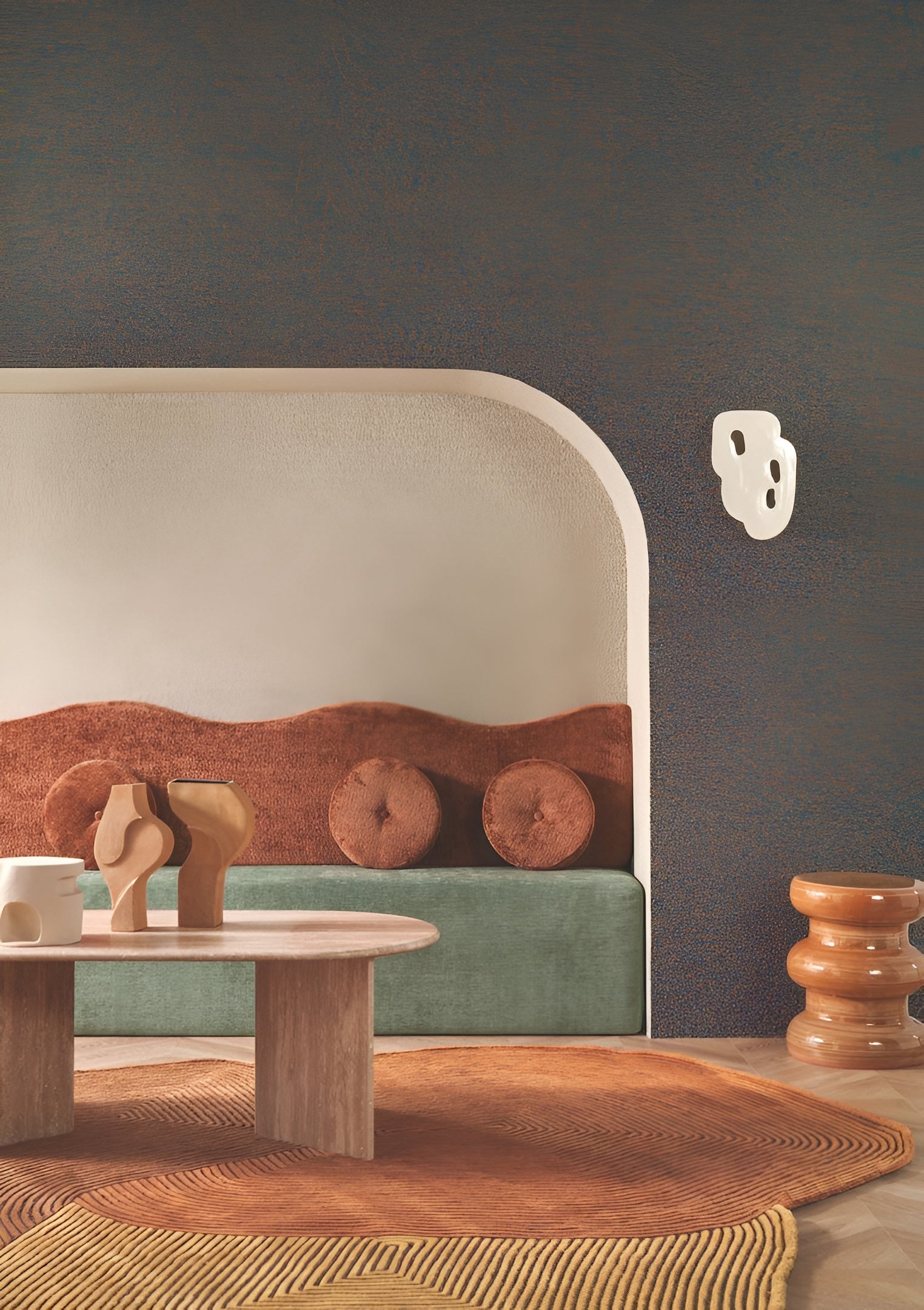 Structural textile wallpaper EXQUIS - ANTHRACITE / FAUVE anthracite with bronze