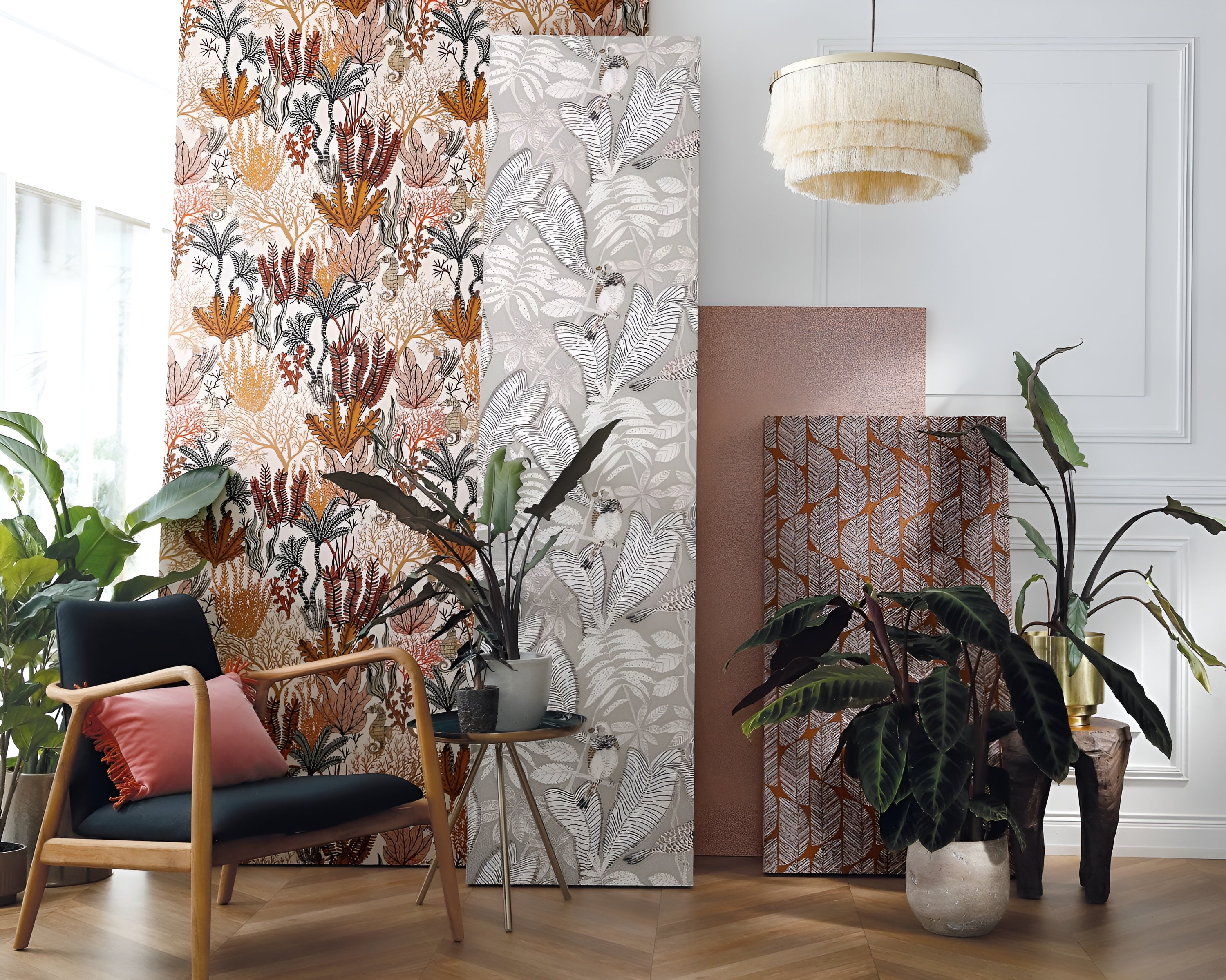 BOLINGER Abstract Dot Pattern Wallpaper - DORE White with Gold