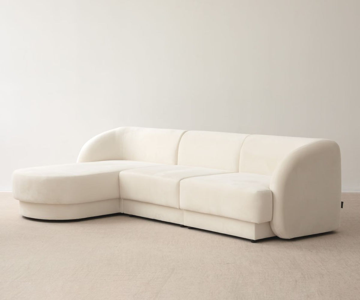 Miley Left-Hand U-Shaped Velvet Sofa for 6 in Chocolate
