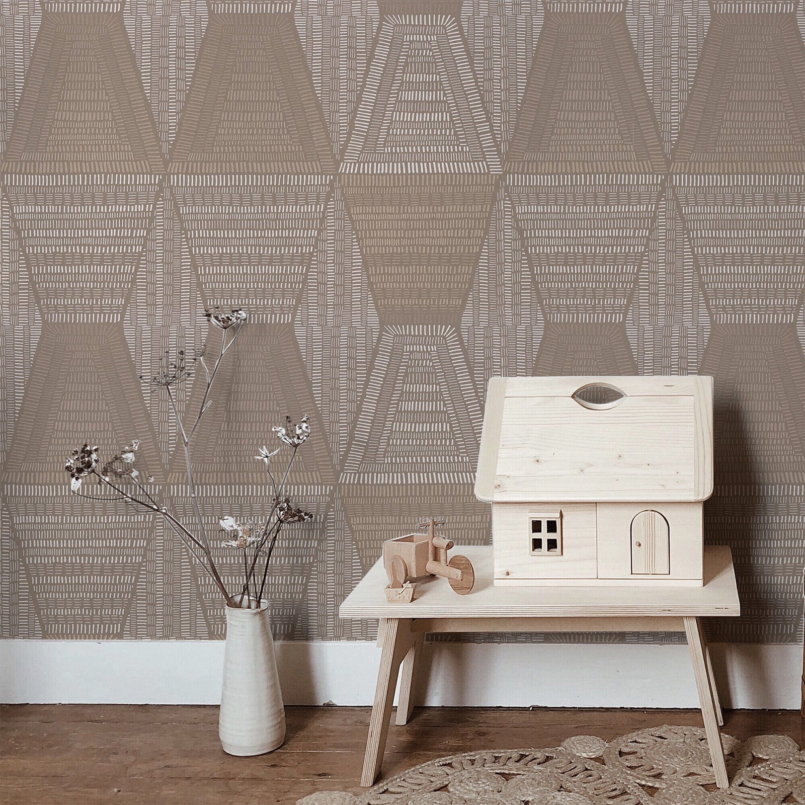 DAIA Abstract Pattern Wallpaper - Light Taupe