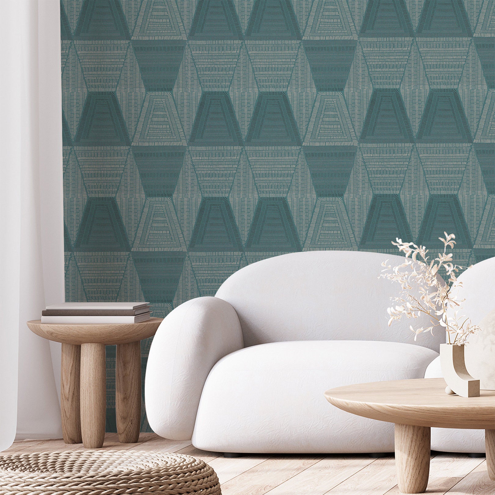 DAIA Abstract Pattern Wallpaper - VERT IMPERIAL Muted Blue