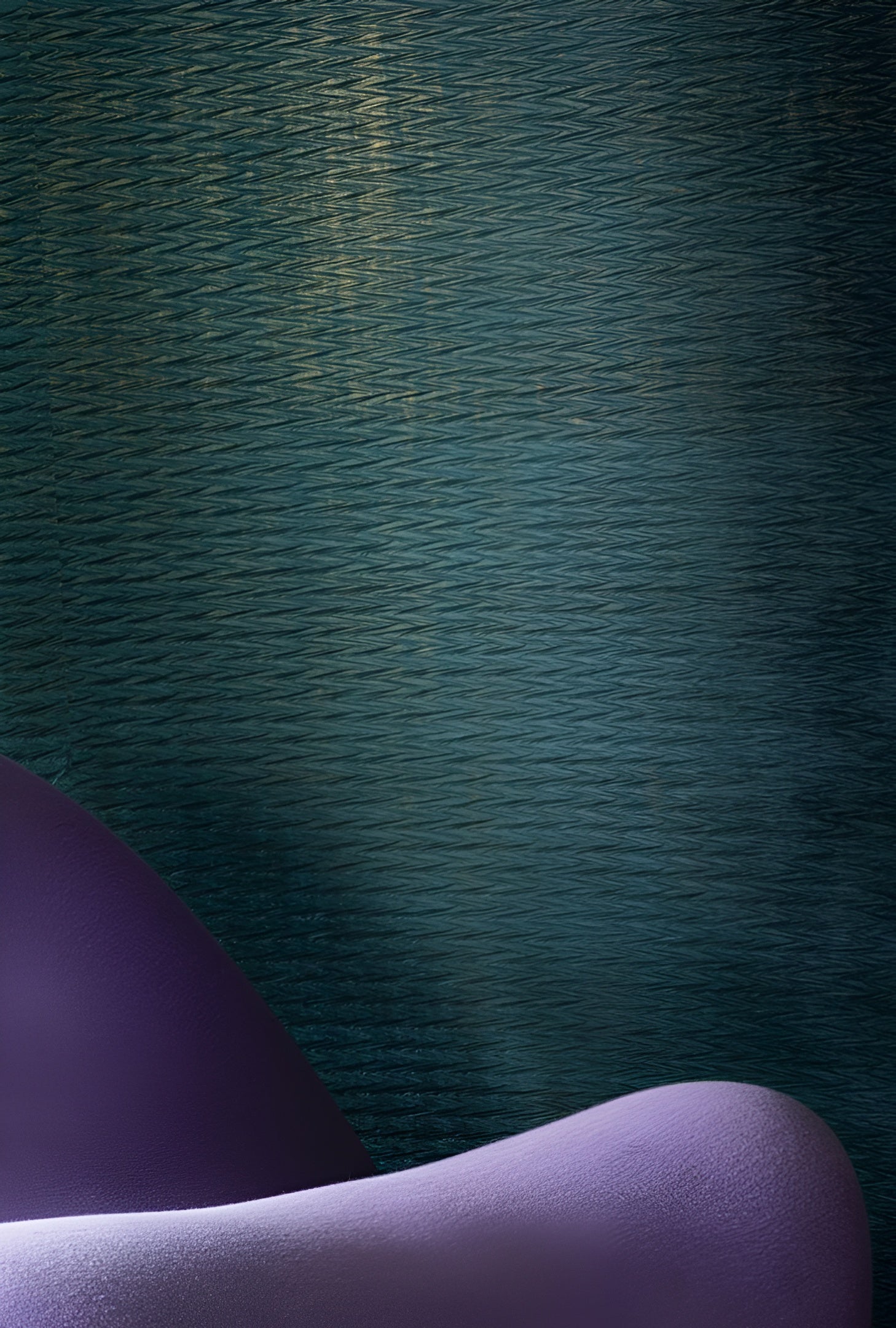 Textured textile wallpaper with a metallic geometric pattern THÉIA in sea green