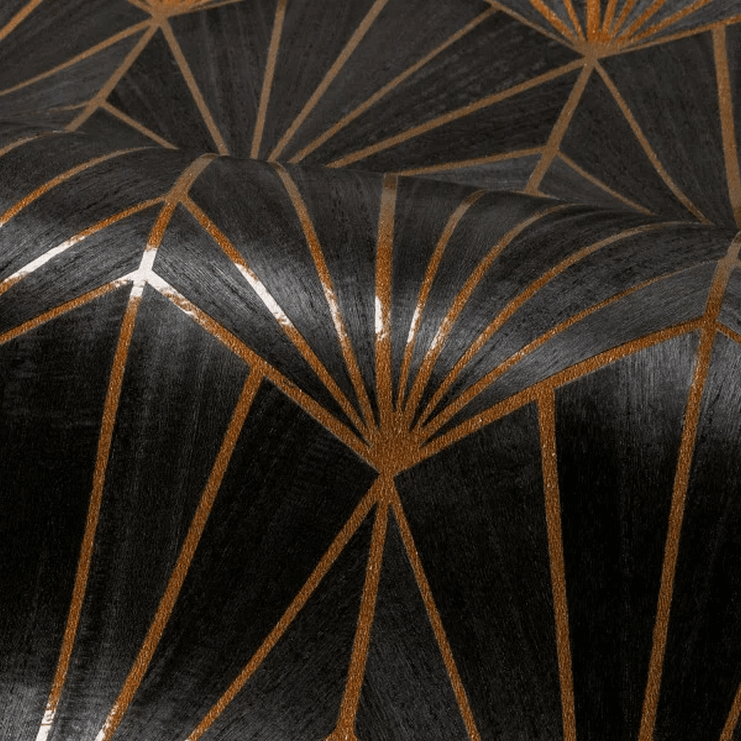 Art Deco Geometric Pattern Veneered Wallpaper MYTHIQUE - CARBONE BRONZE Dark Brown