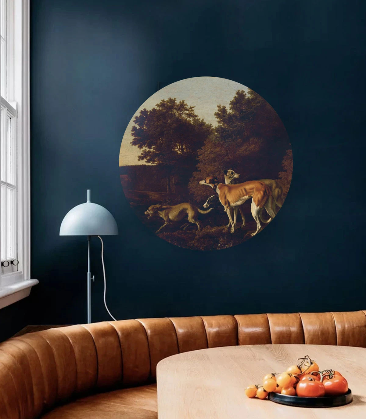 Wandbild in Kreisform DOTS - CHART dunkelgrün mit Blau