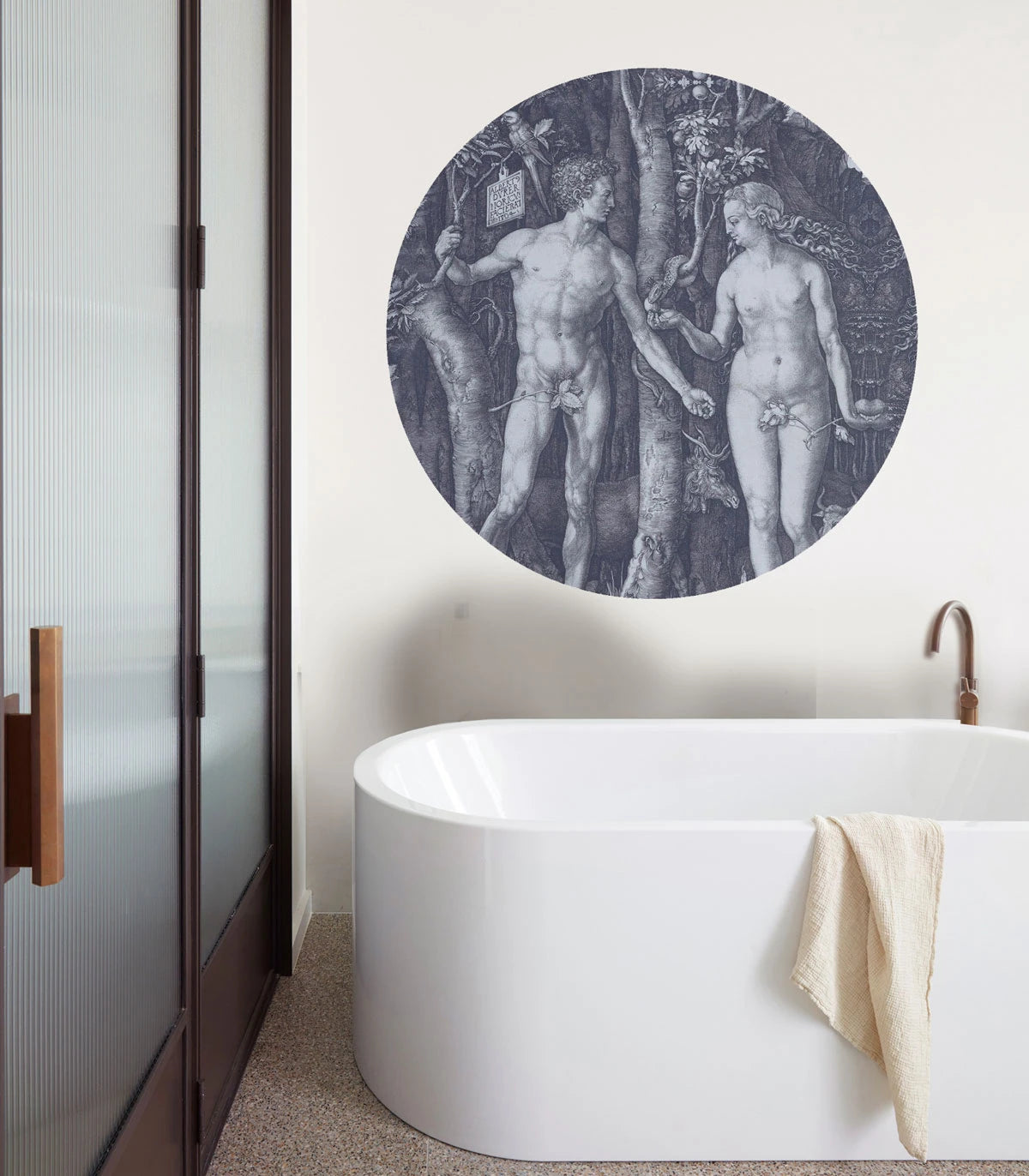 Wandbild in Kreisform DOTS - FORBIDDEN FRUIT grau