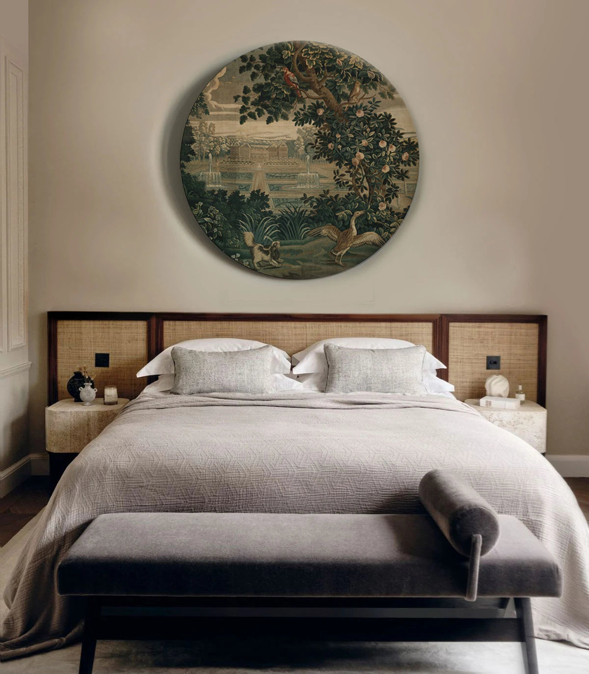 Wandbild in Kreisform DOTS - VINTAGE GARDEN ARRAS grün