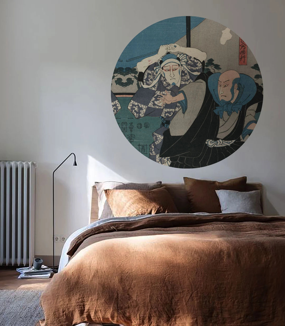 Wandbild in Kreisform DOTS - ZEN WARRIORS grau mit Blau