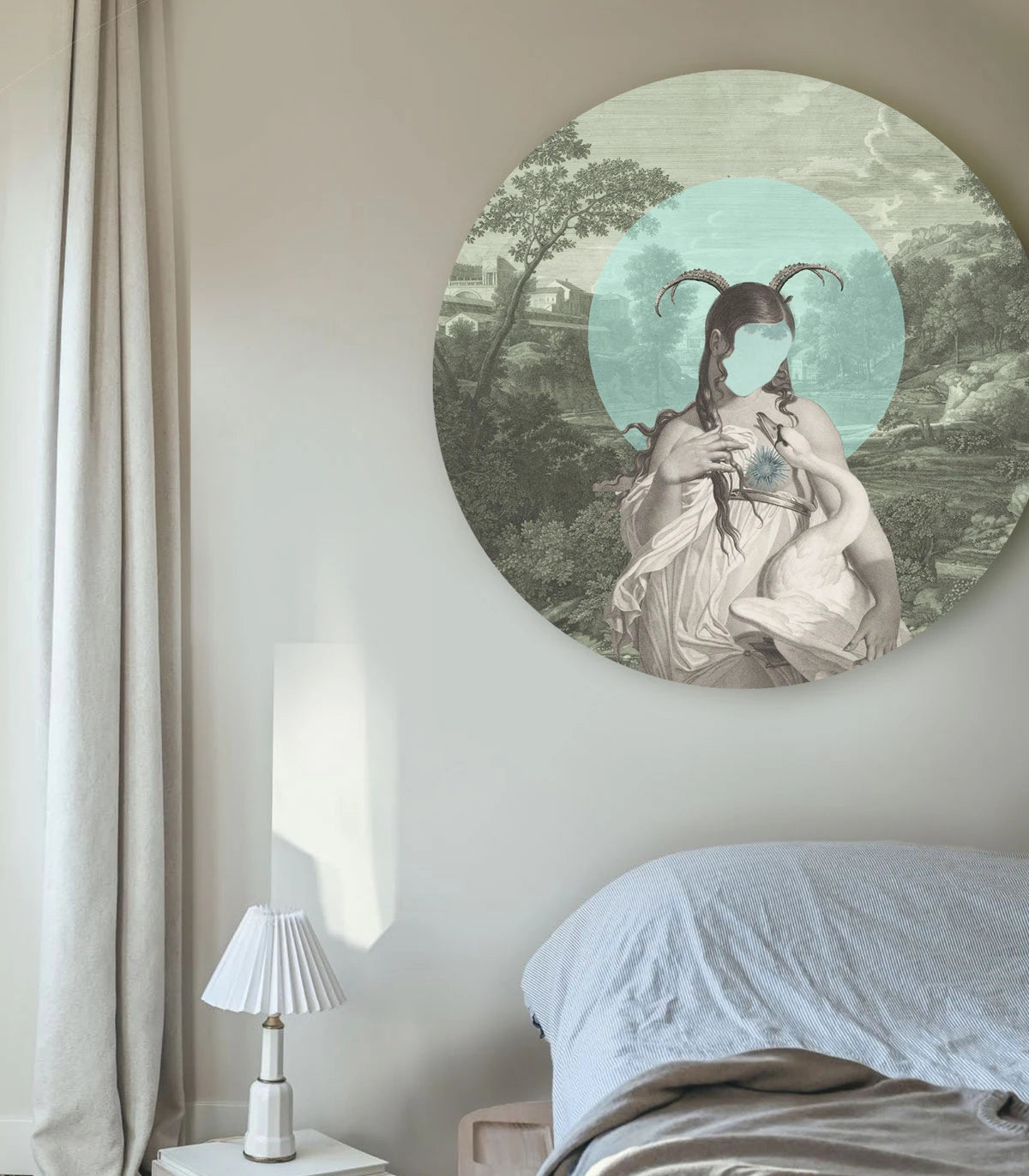 Wandbild in Kreisform DOTS - ZODIAC MUSE türkis