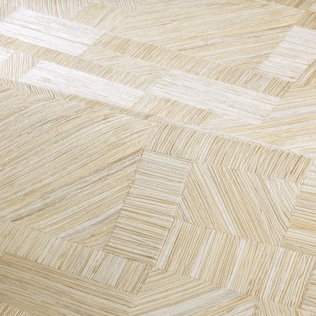 Tapete, die strohähnlichen Patchwork IMBRICATION - IVOIRE beige imitiert