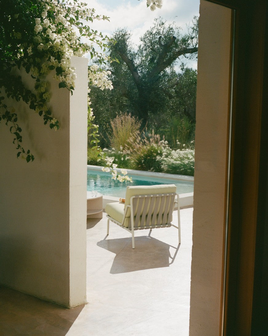 HALVES Outdoor Coffee Table Broken White Terrazzo