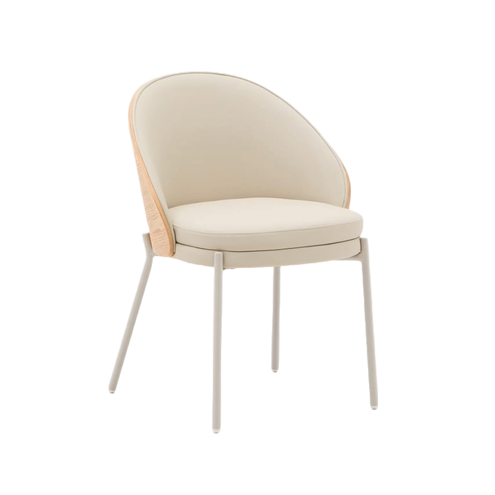 Eama chair beige eco -leather with ash finish