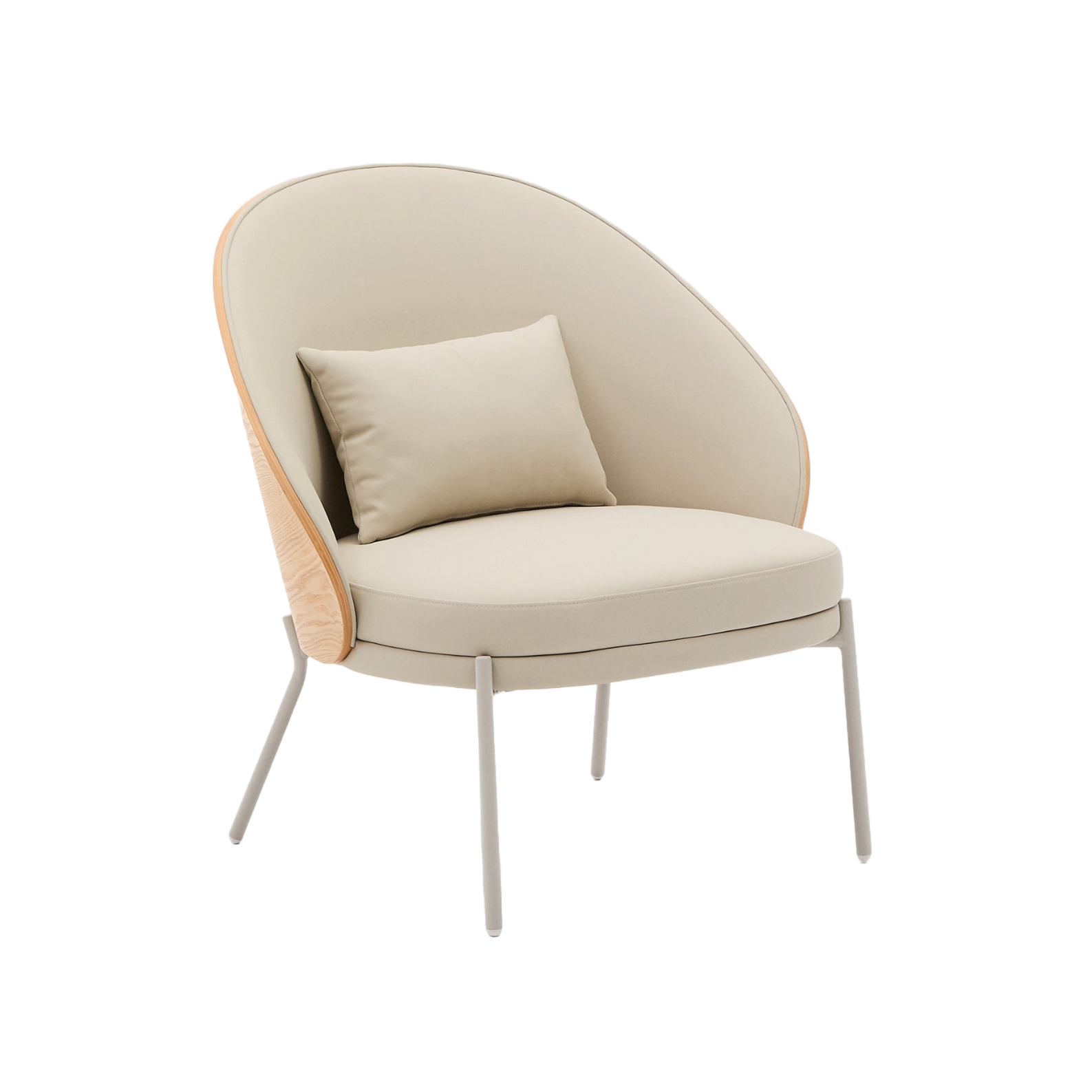 Eama beige chair eco -leather with ash finish