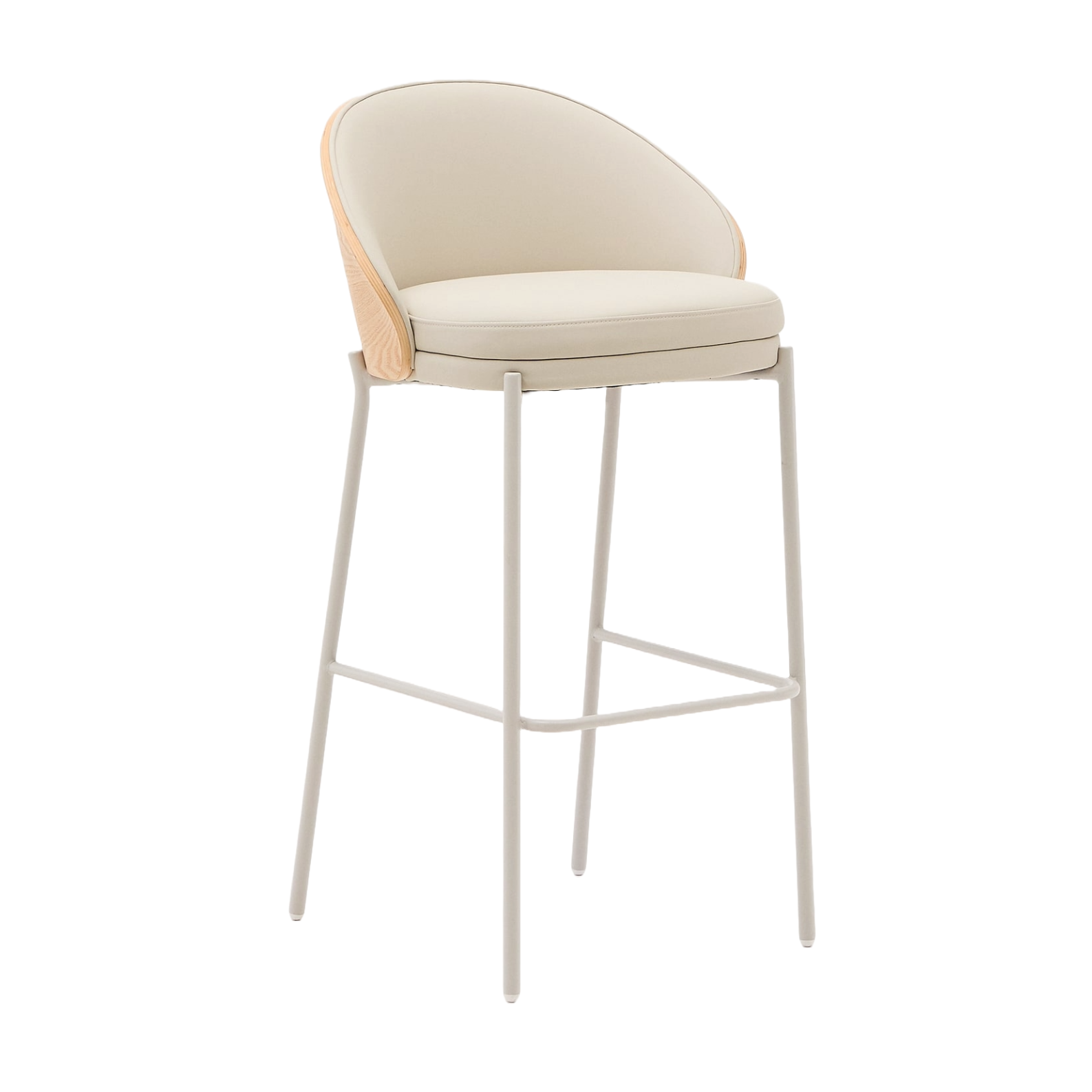 Eama Bar Chair Beige Eco -leather with ash finish