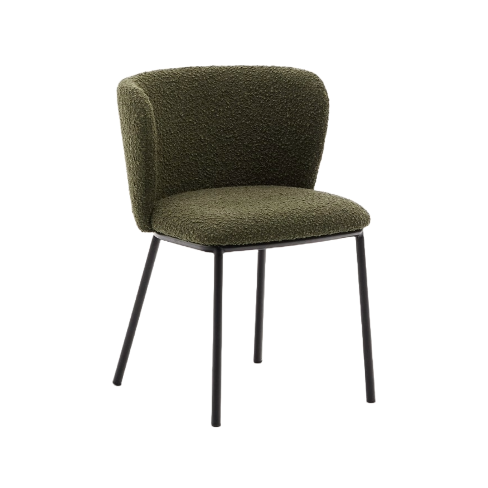 Chair in the fabric boucle ciselia olive