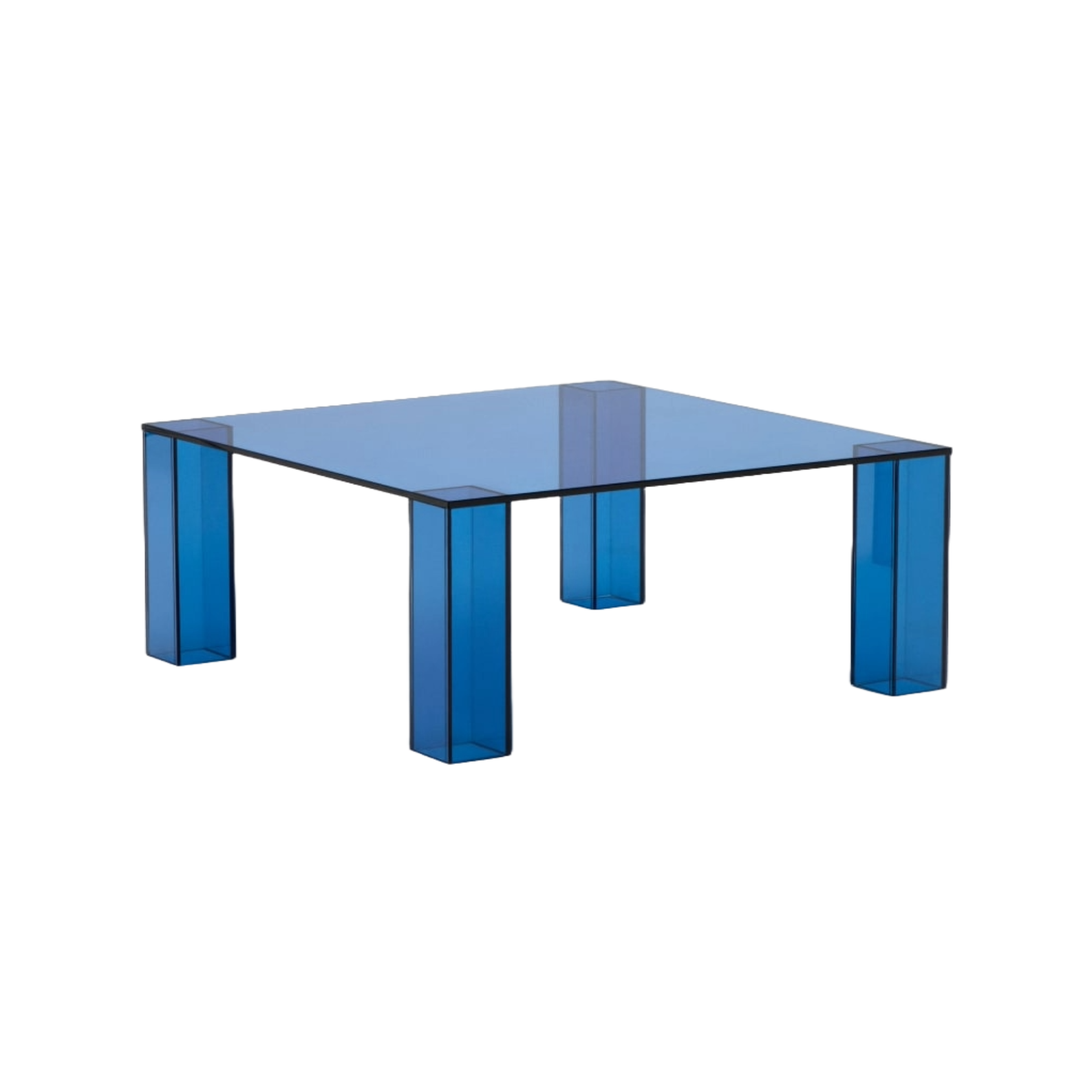 Square table adularia blue tempered glass