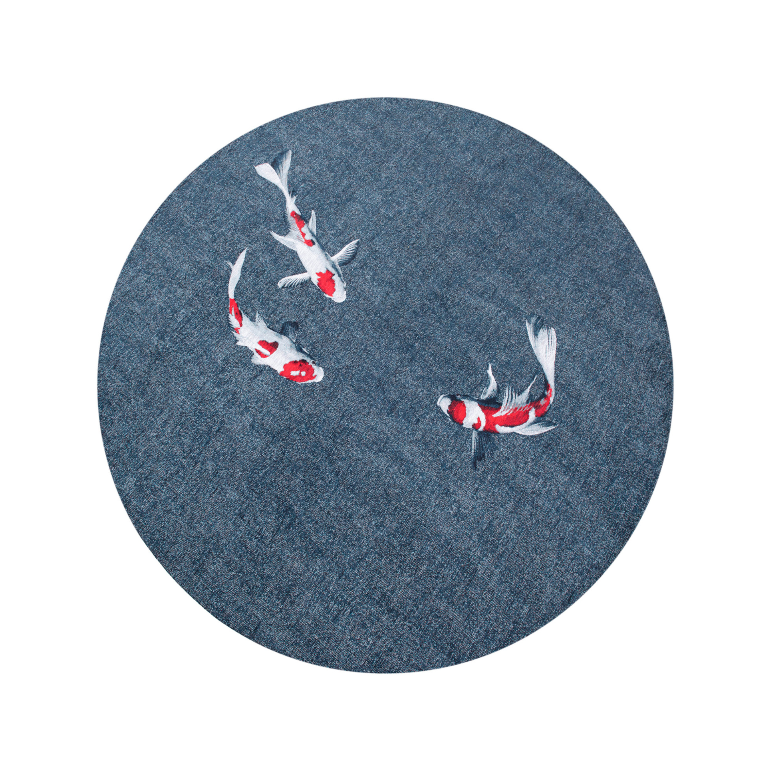 Round rug Pop koi japanese pond blue