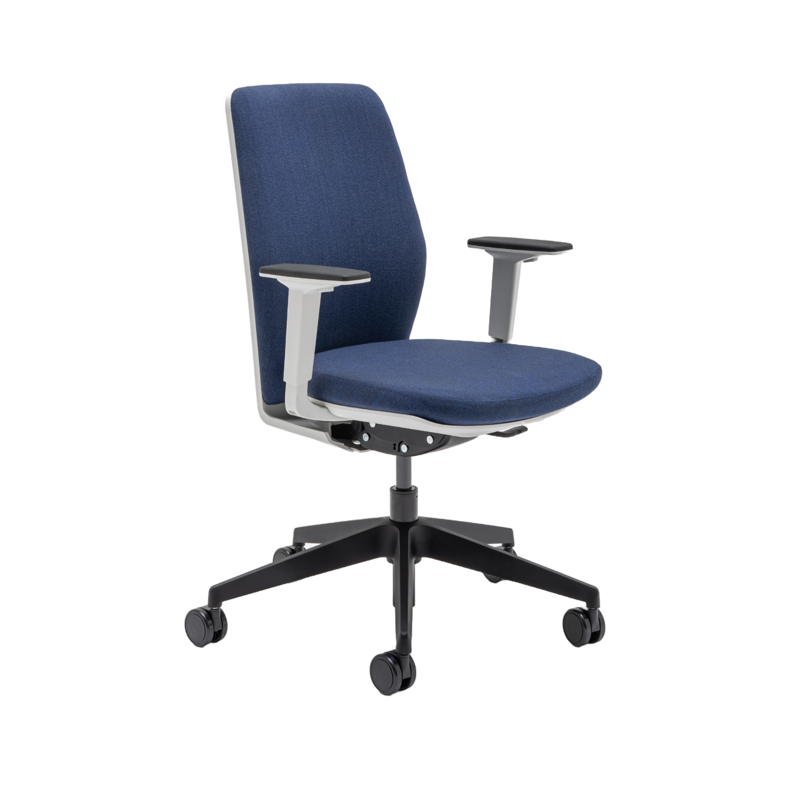 Armchair with upholstered EVO backrest adjustable base with wheels for hard surface