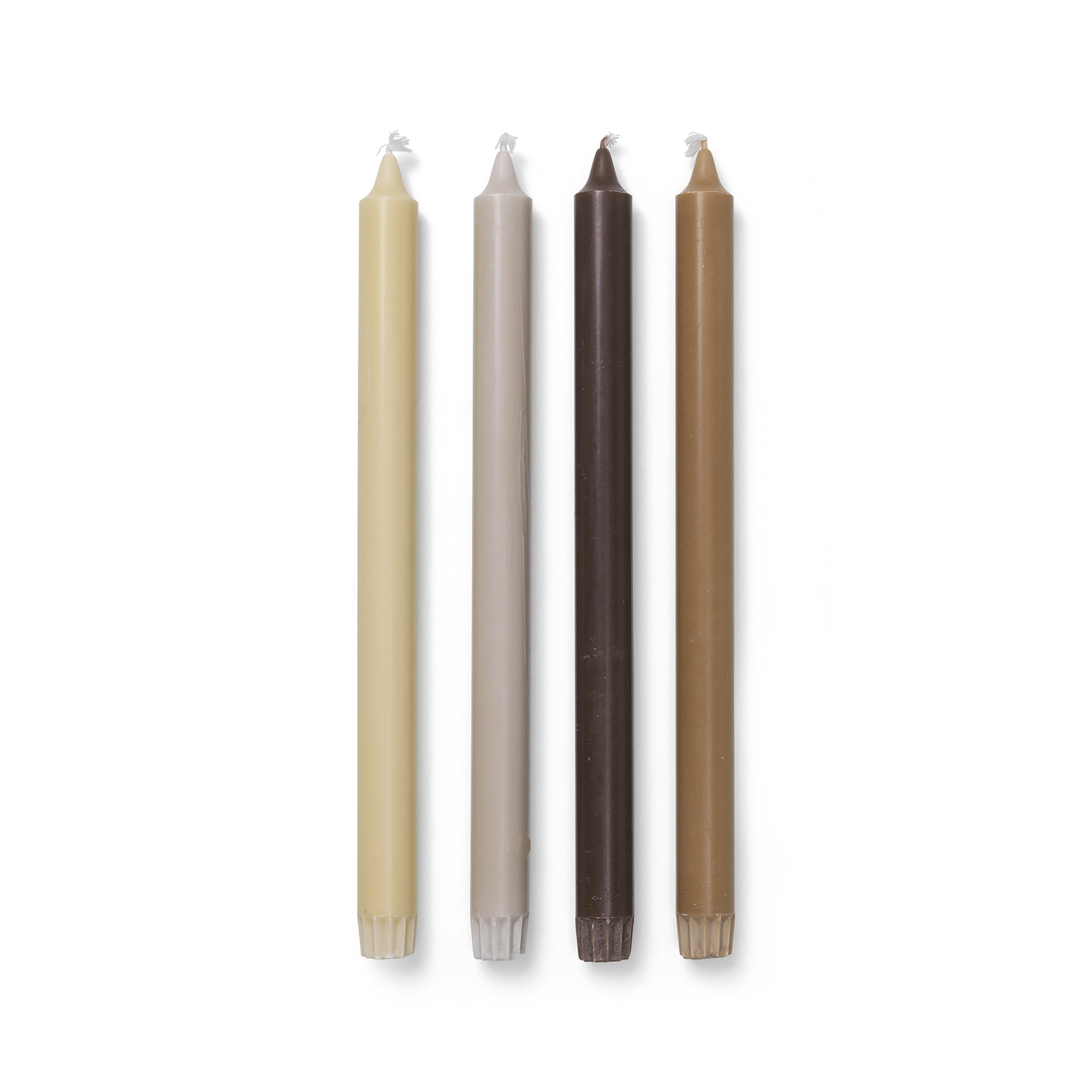 A brown with beige candle candles set