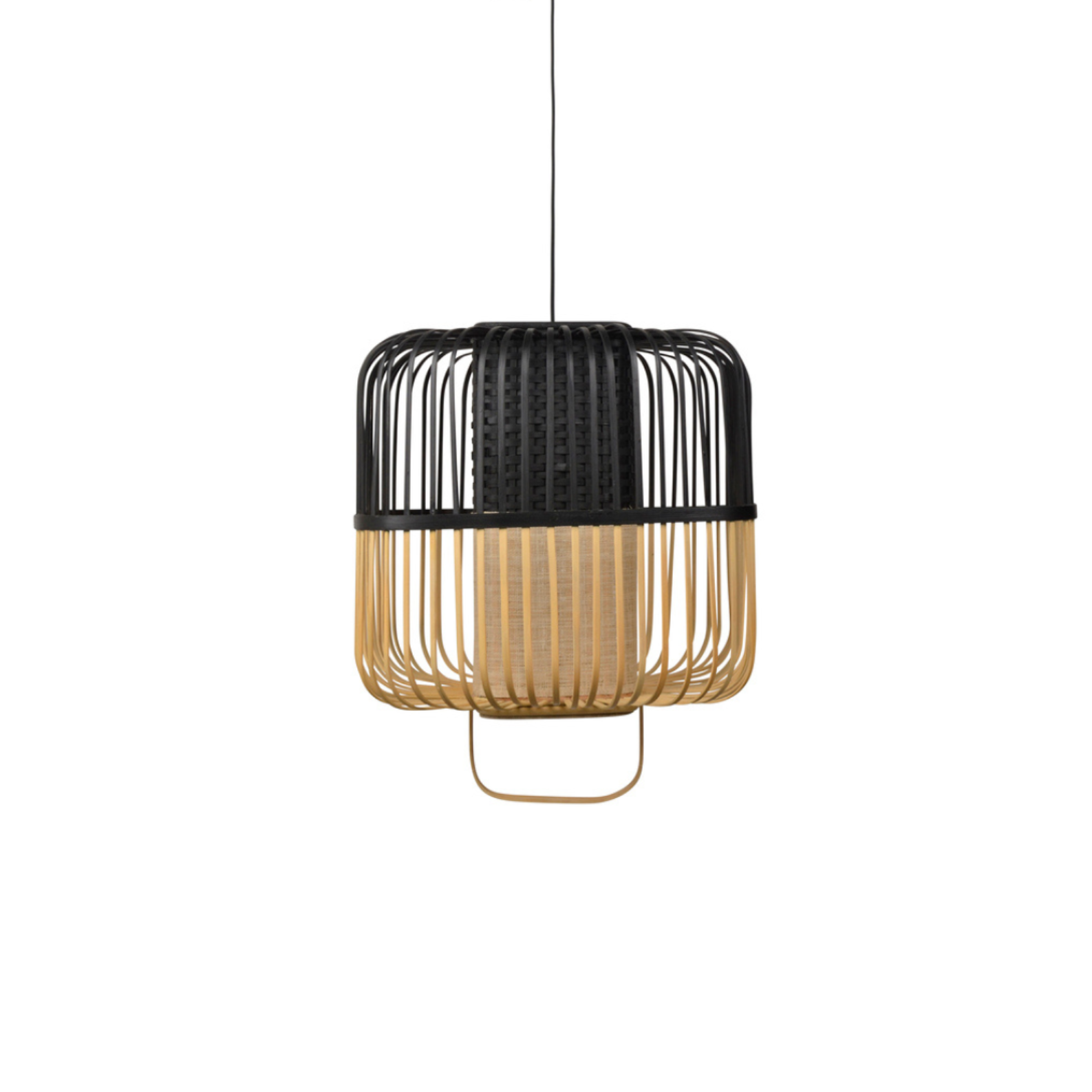 Square hanging lamp Bamboo black