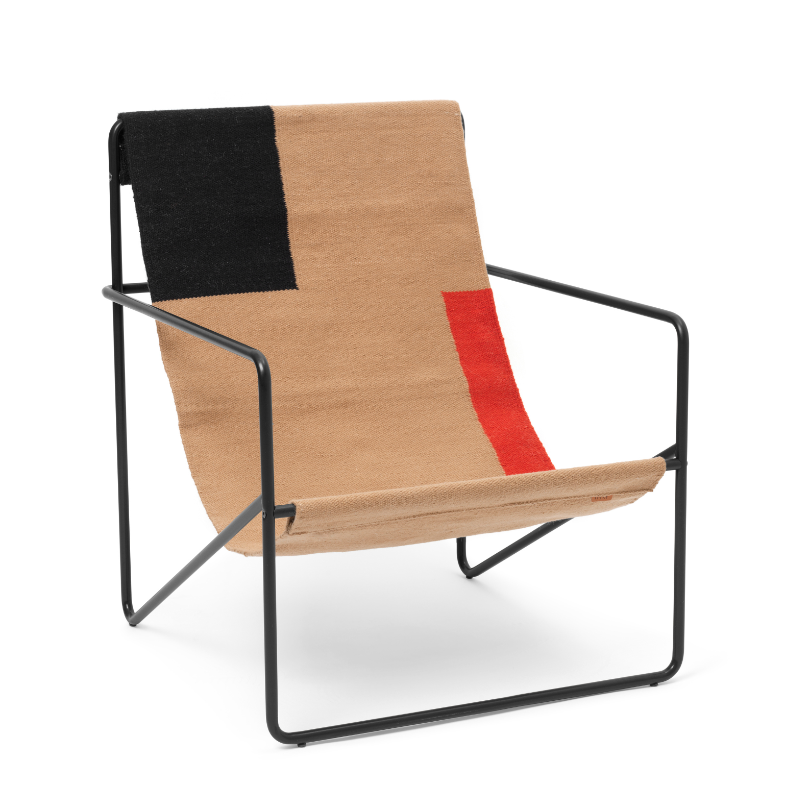 Desert beige-red garden armchair with a black base