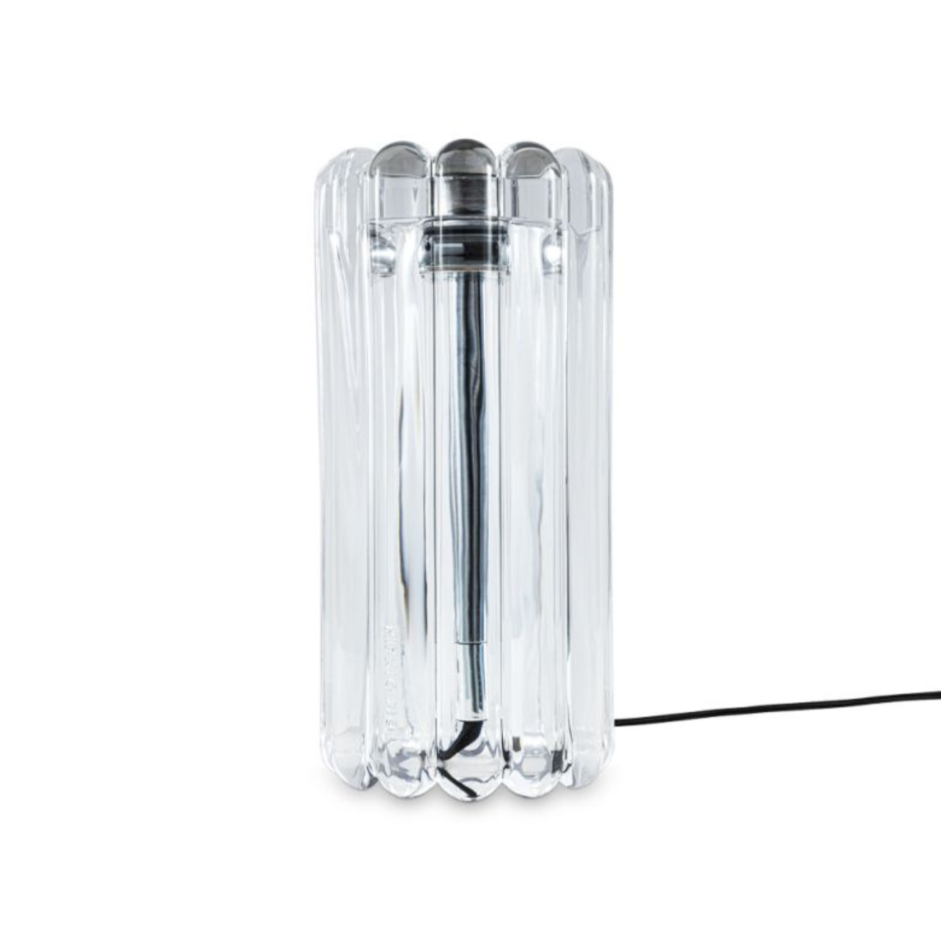 Press glass table lamp