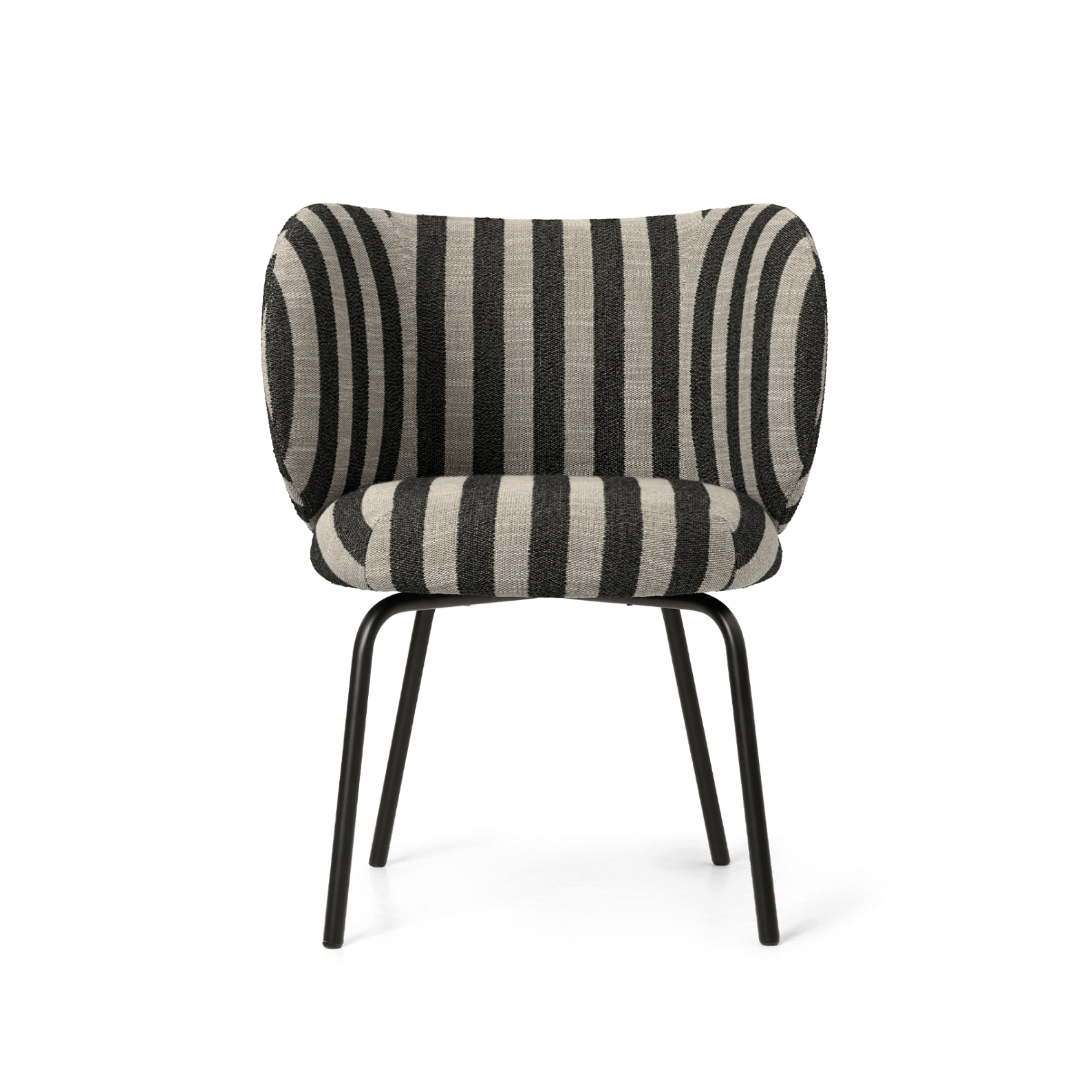 Chair with armrests Rico Louisiana Black and White with a black base