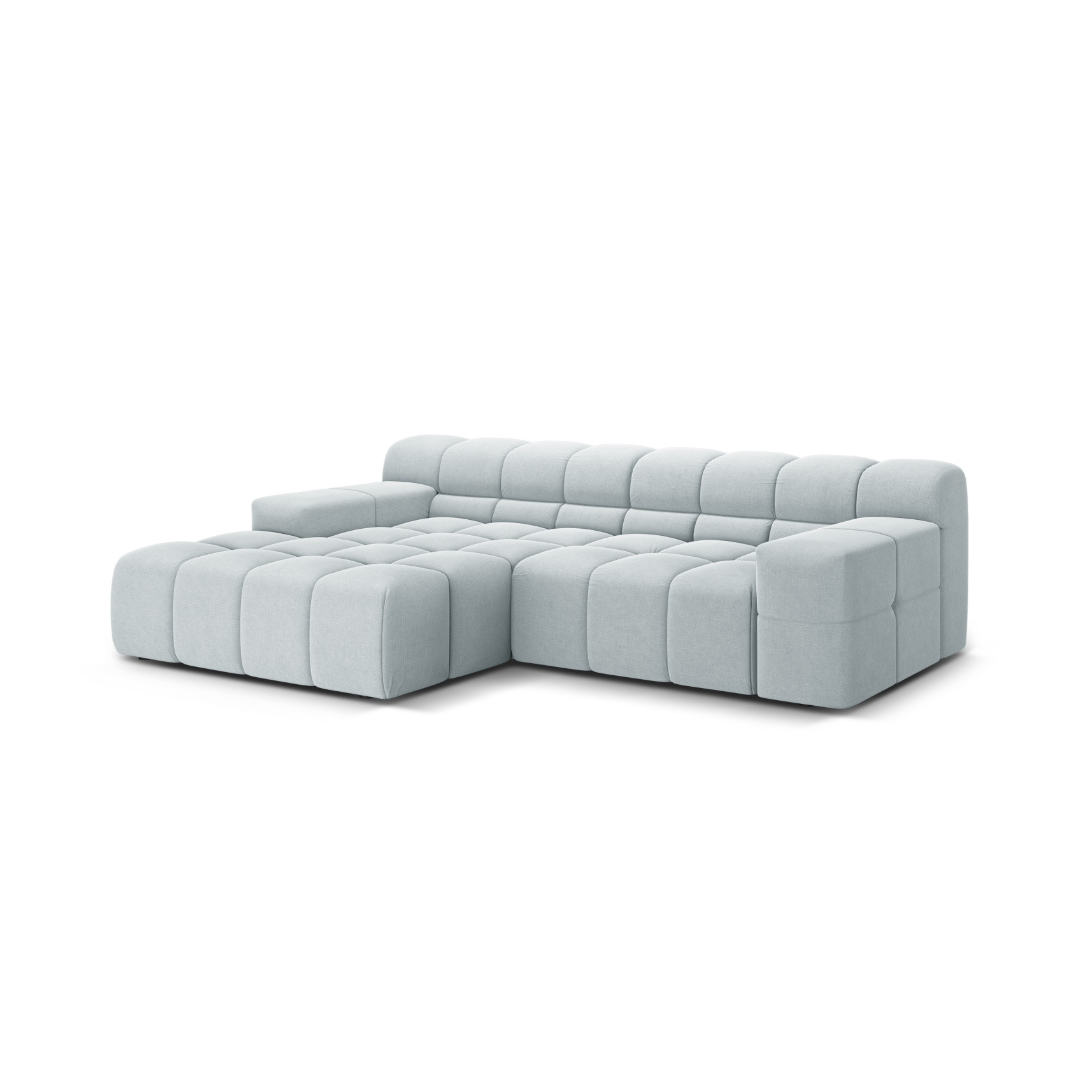 Zweisitzer-Ecksofa links AGAVE graues Chenille