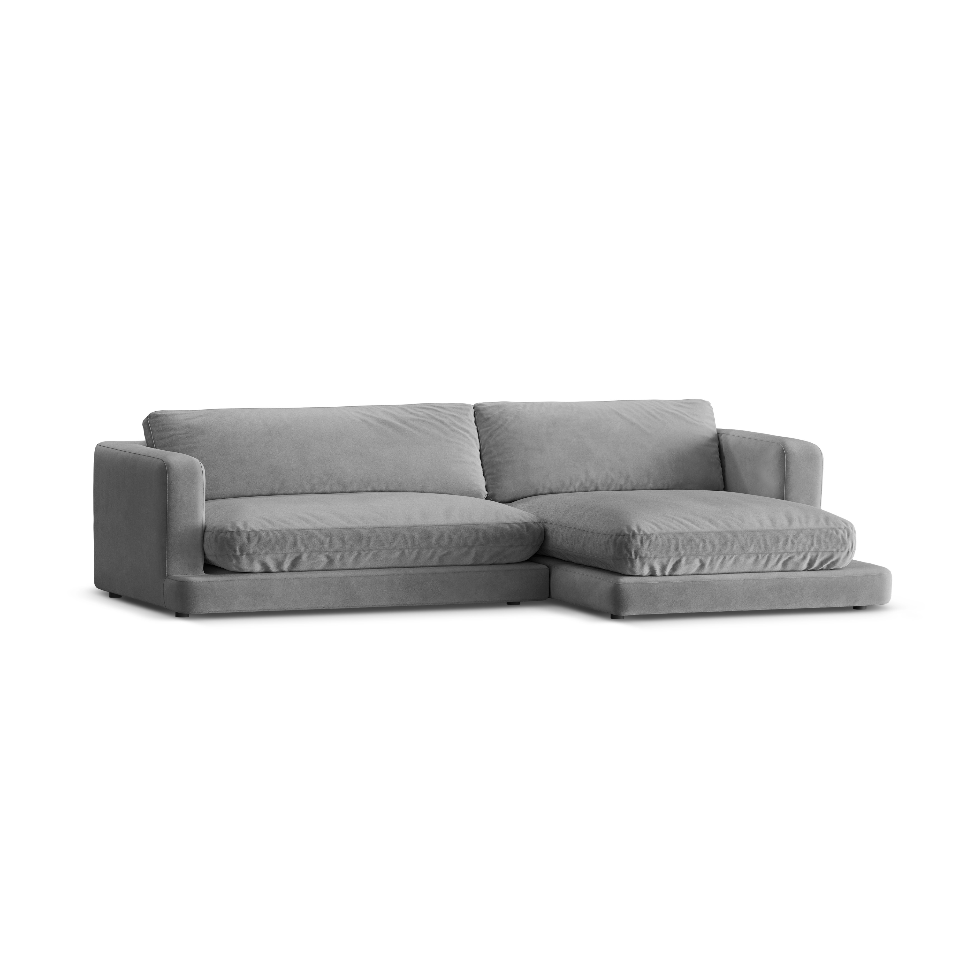 Samt-Ecksofa rechts DAPHNE grau