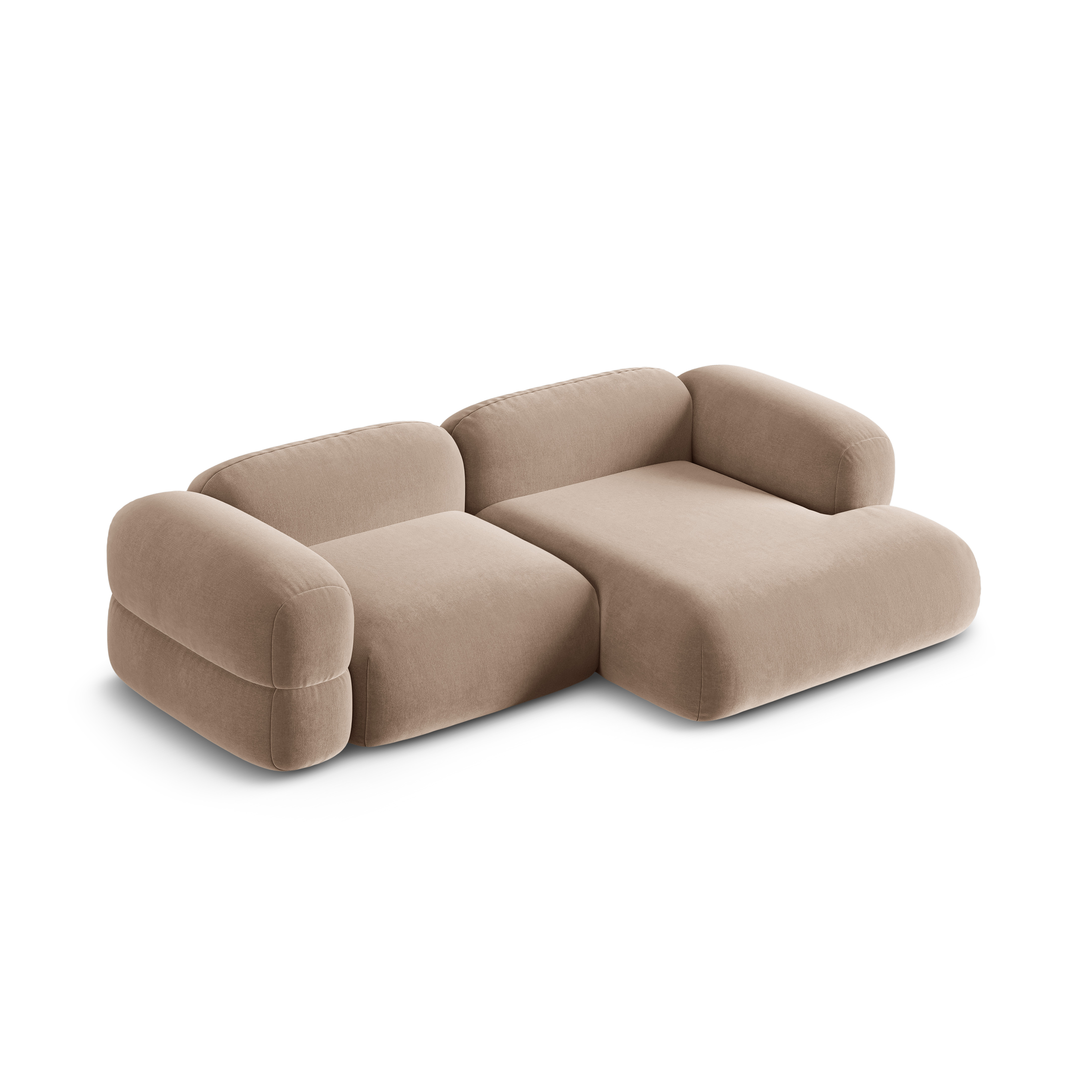 Right-facing velvet corner sofa ROGER in dark beige