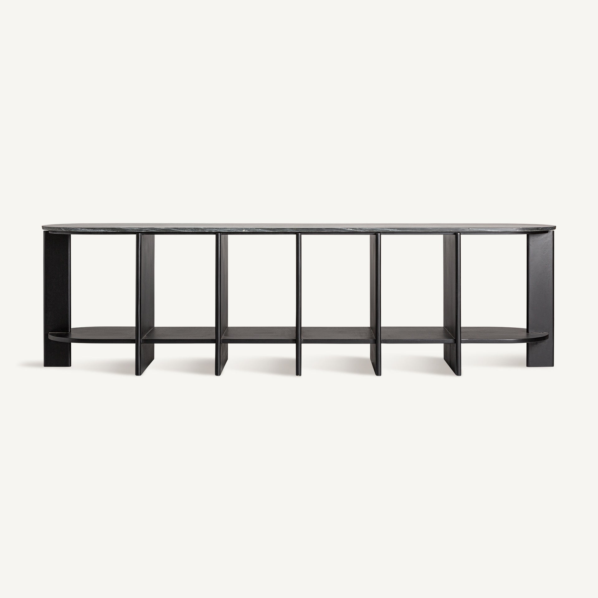NARA Book Cabinet in Black Oak with Marble Top