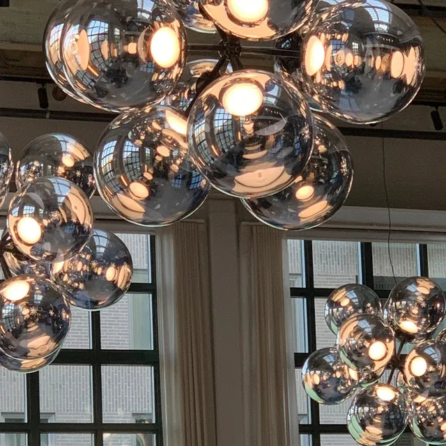 Globe ironing chandelier