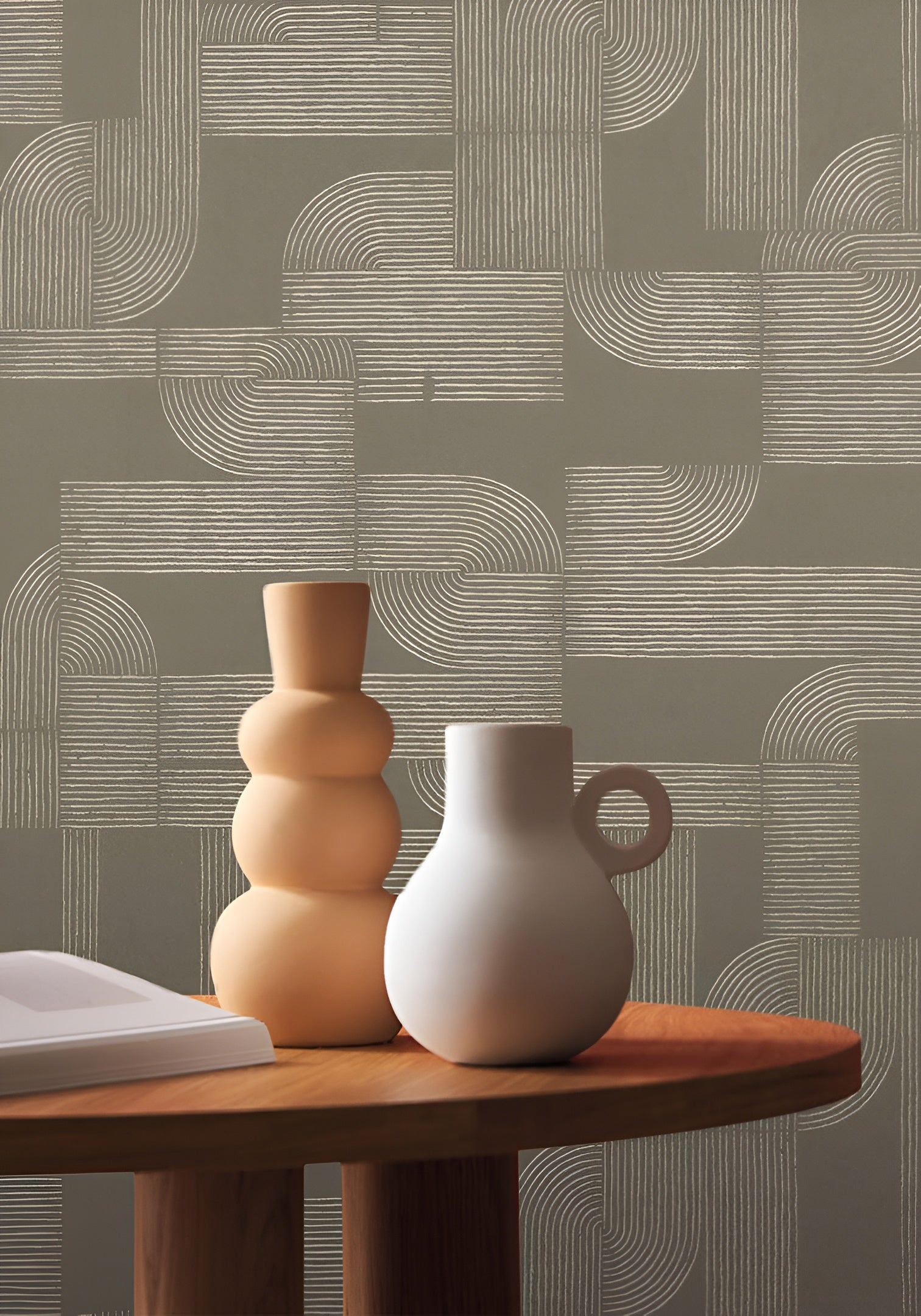 HECTOR geometric pattern wallpaper - OPALINE/GOLD turquoise with gold