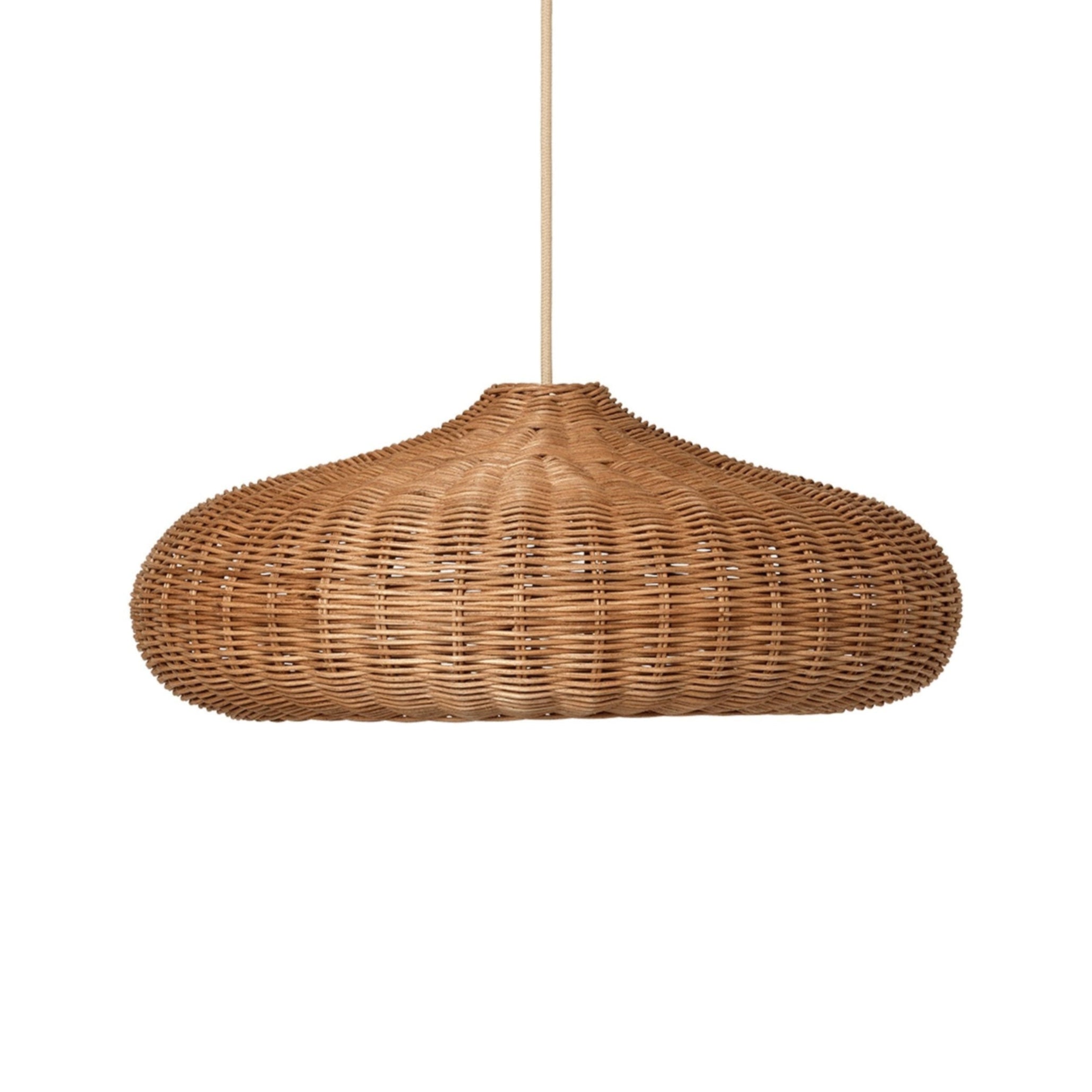 Braided disc ratan lampshade