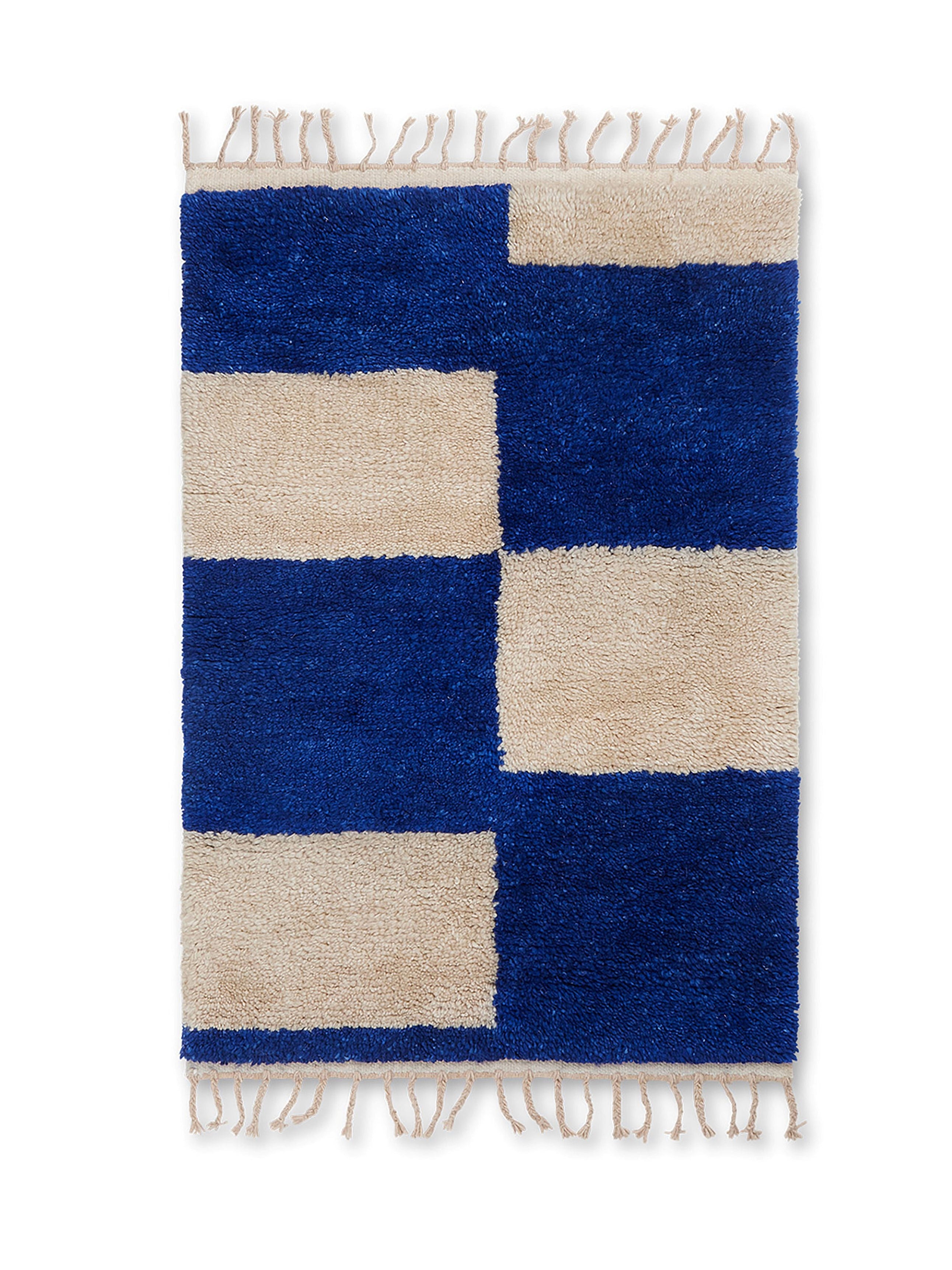 MARA KNOTTED Teppich cremeweiß mit dunkelblau 