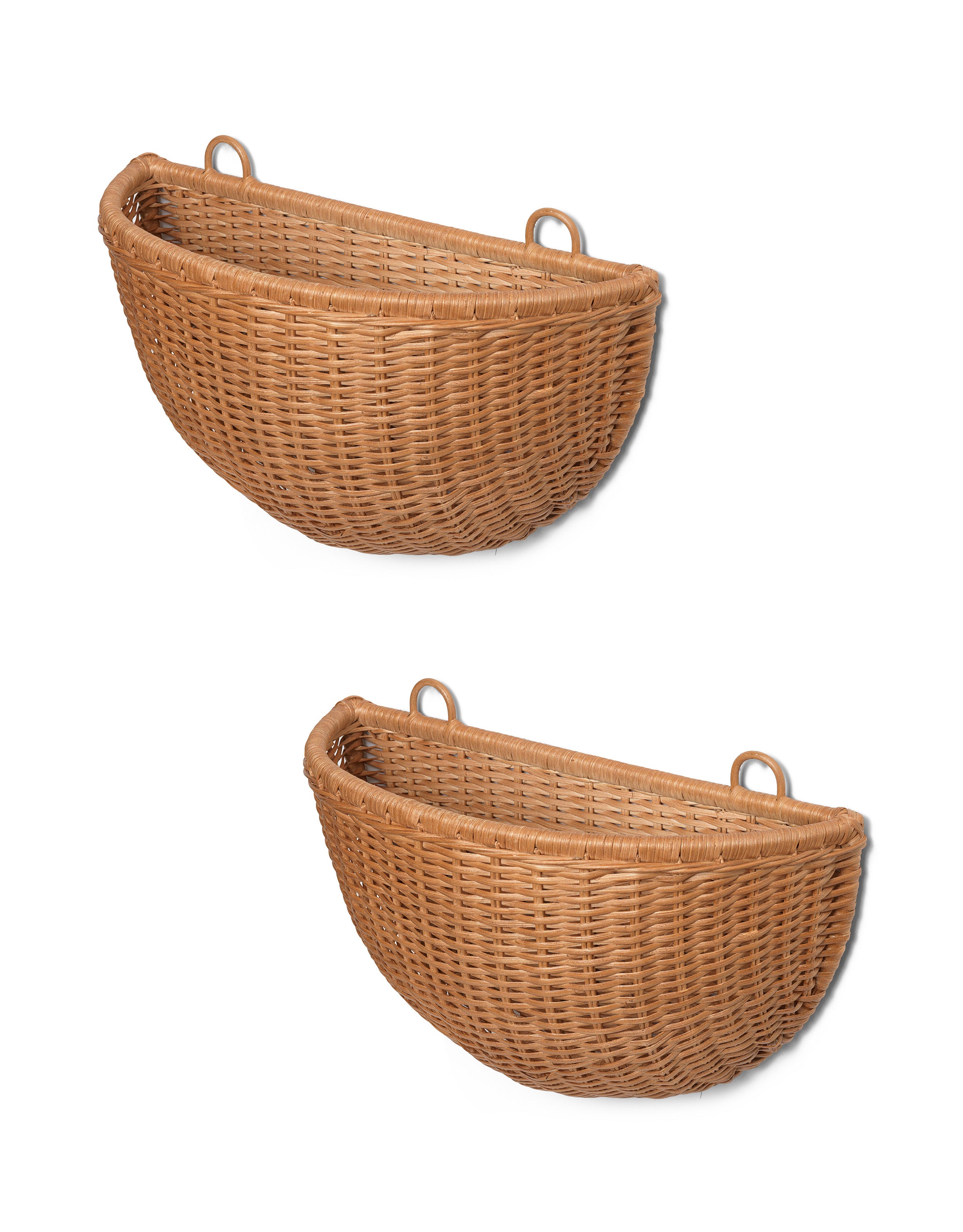 BRAIDED WALL POCKETS Hängekorb-Set, geflochtenes Rattan 