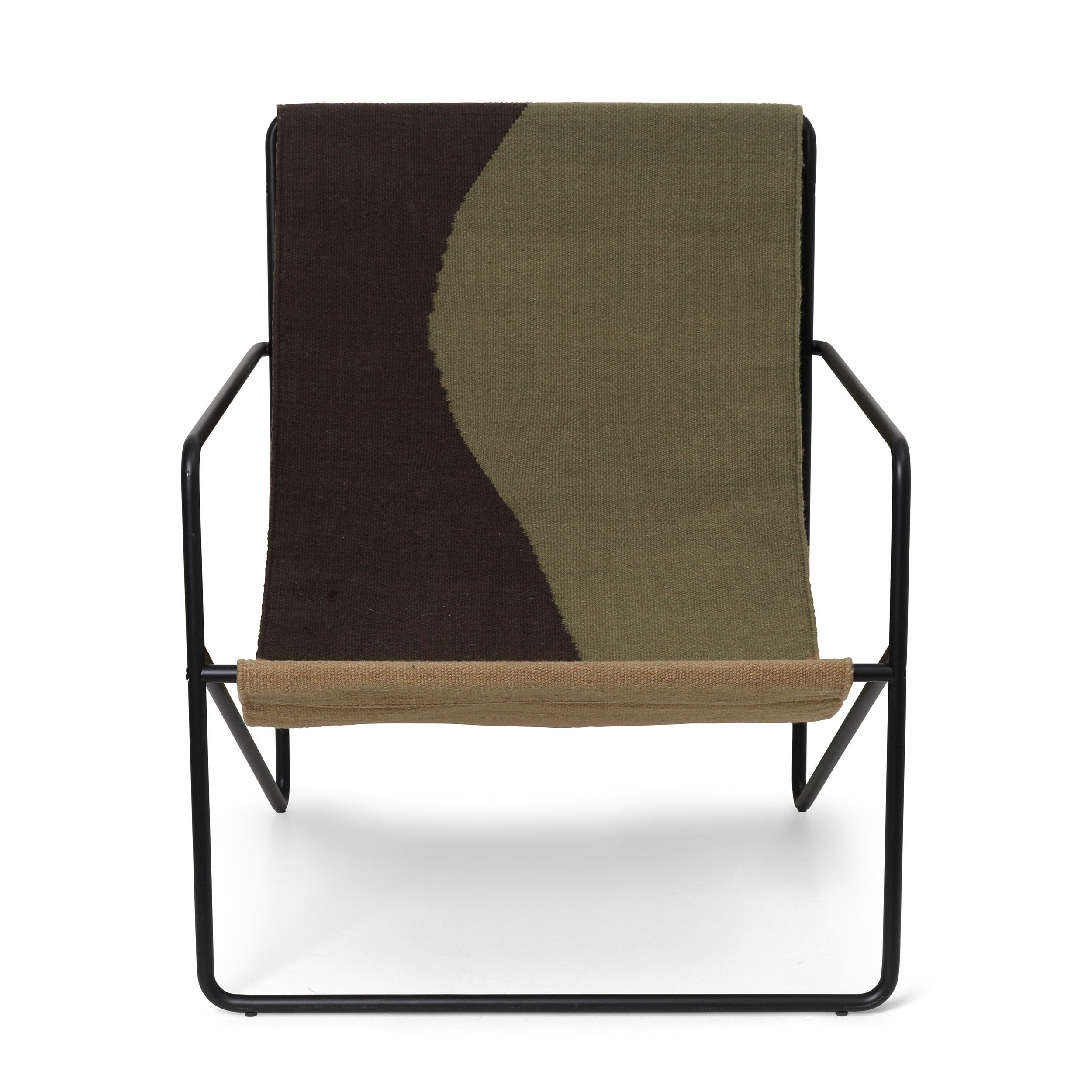 Desert olive-brown garden armchair with a black base