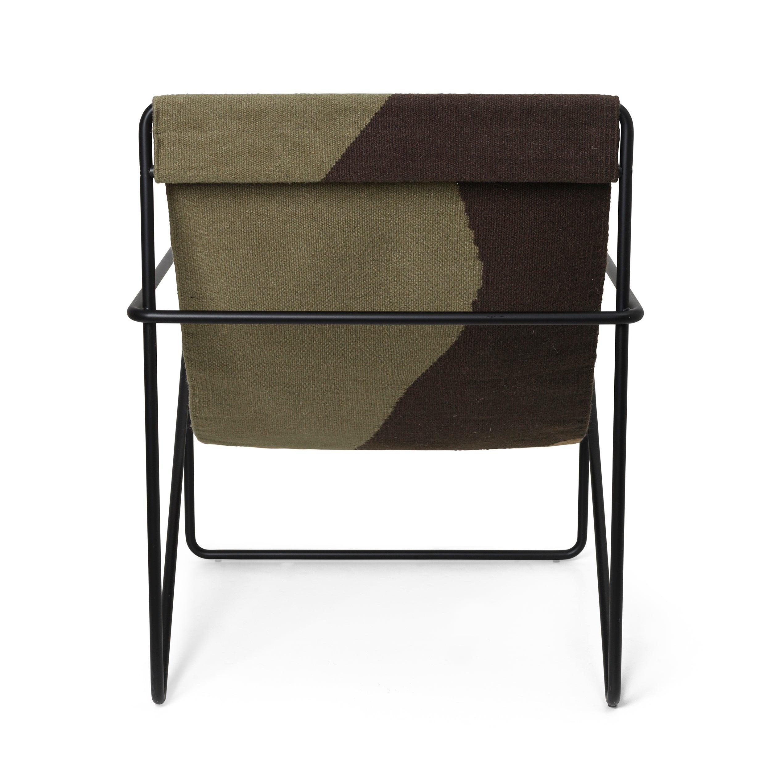 Desert olive-brown garden armchair with a black base