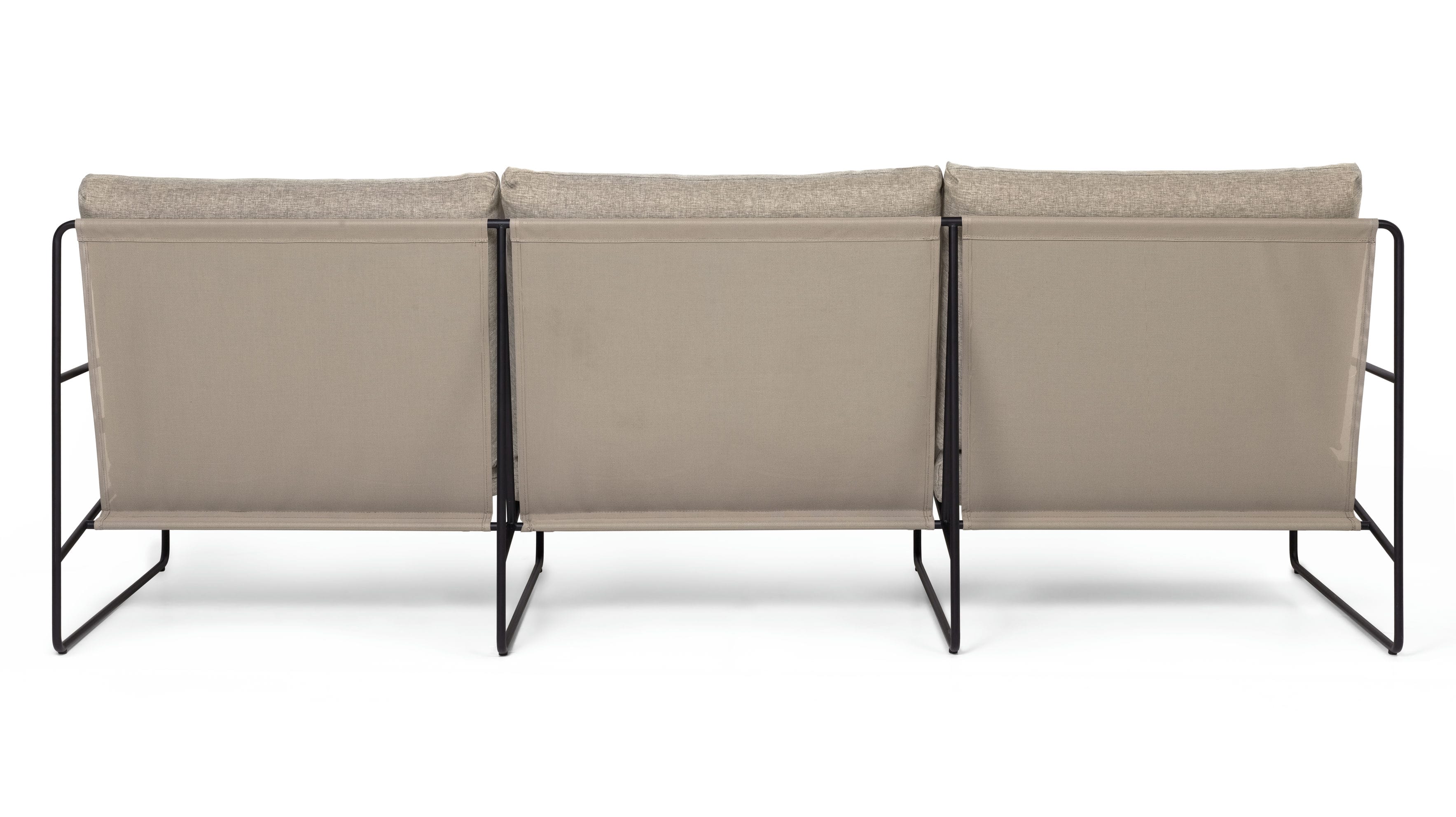 3-person sofa external desert beige with a black base