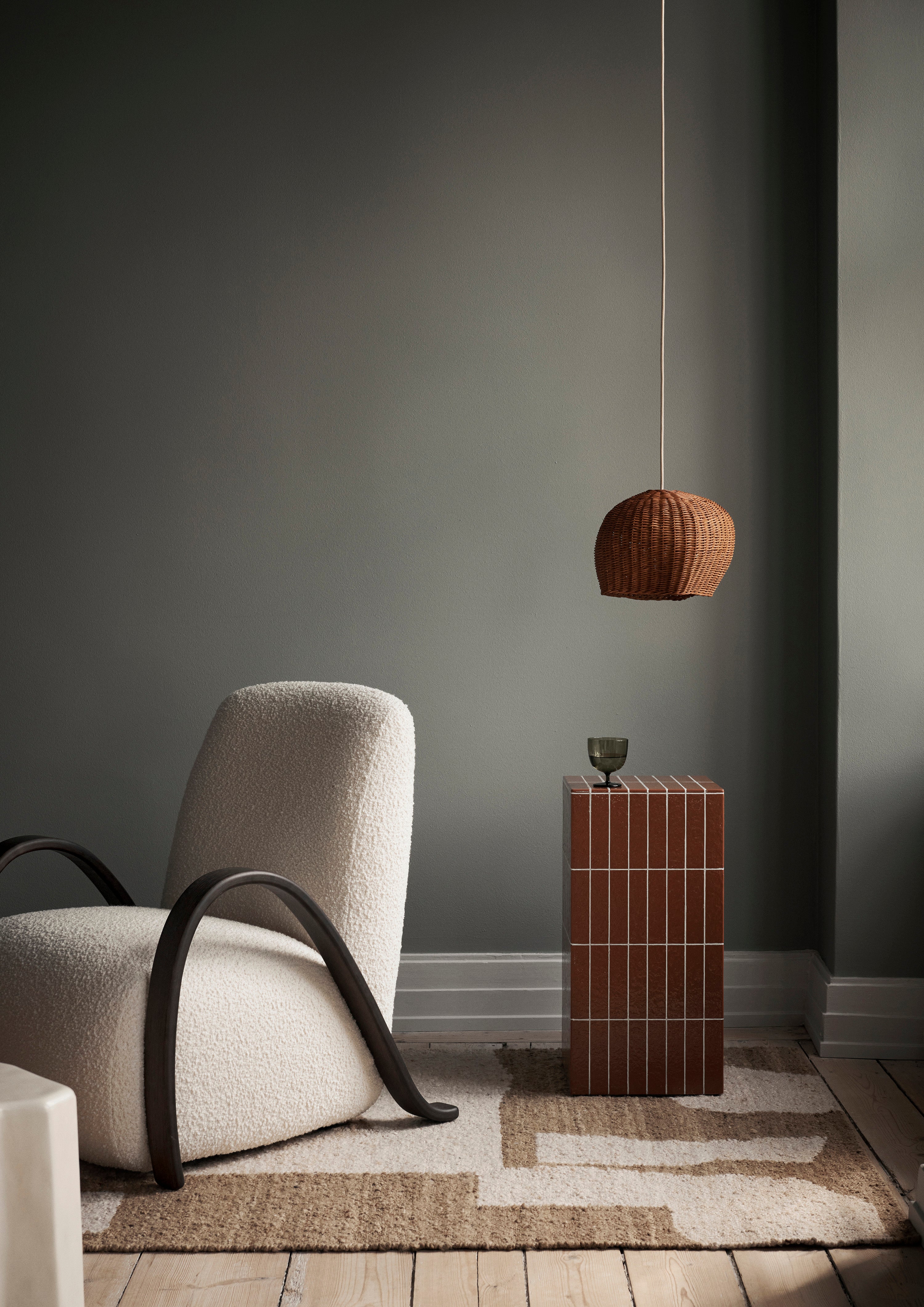 Drape rattan lampshade