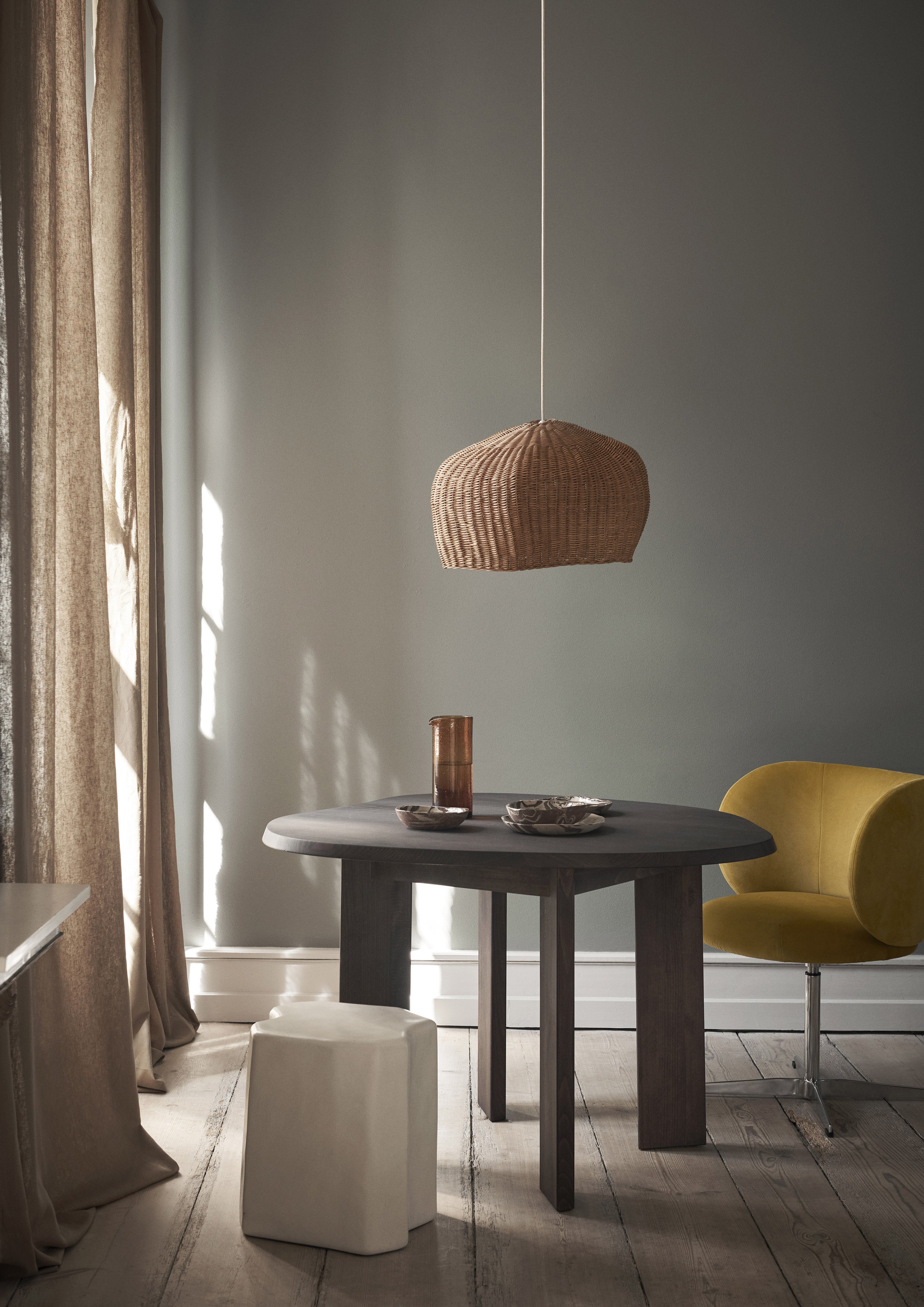 Drape rattan lampshade