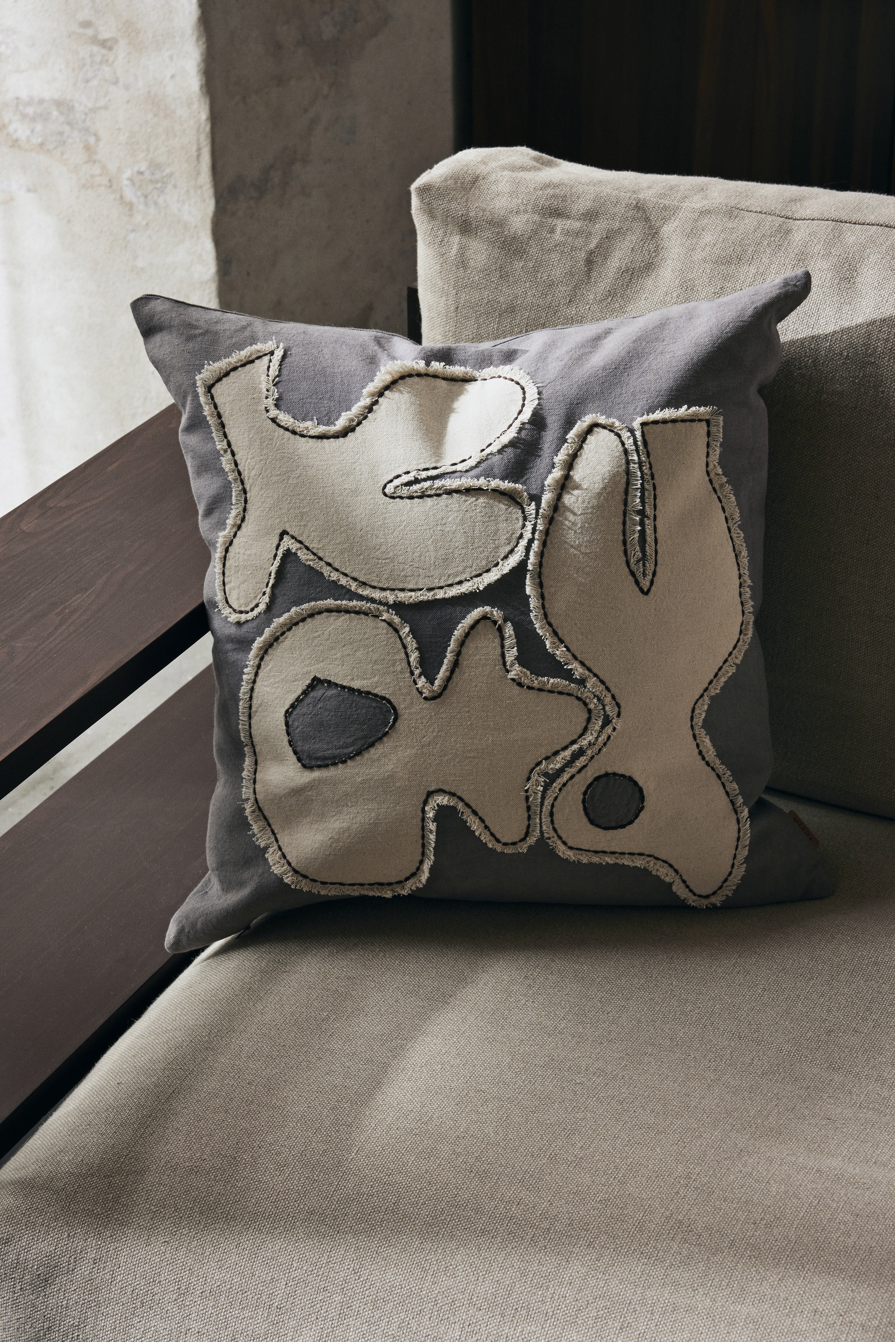 FIGURE Pillow Gray with Off-White