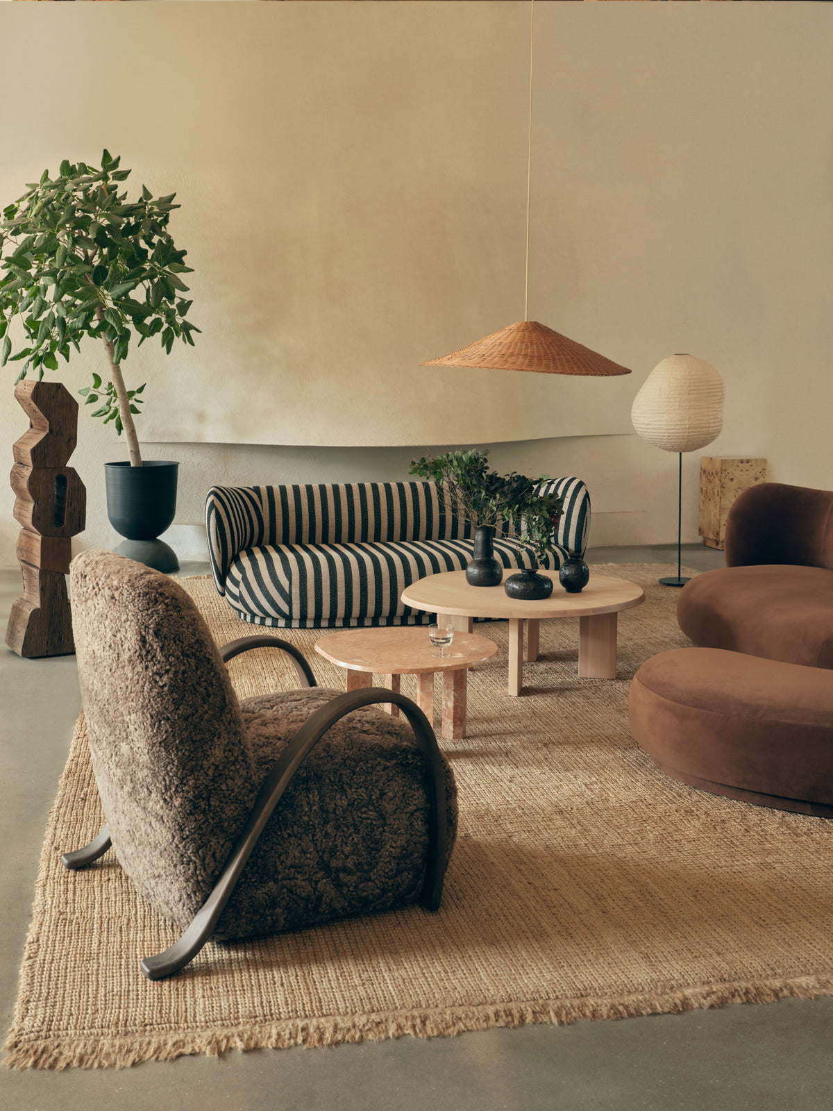 Buur Armchair Broken White with Wooden Armrests