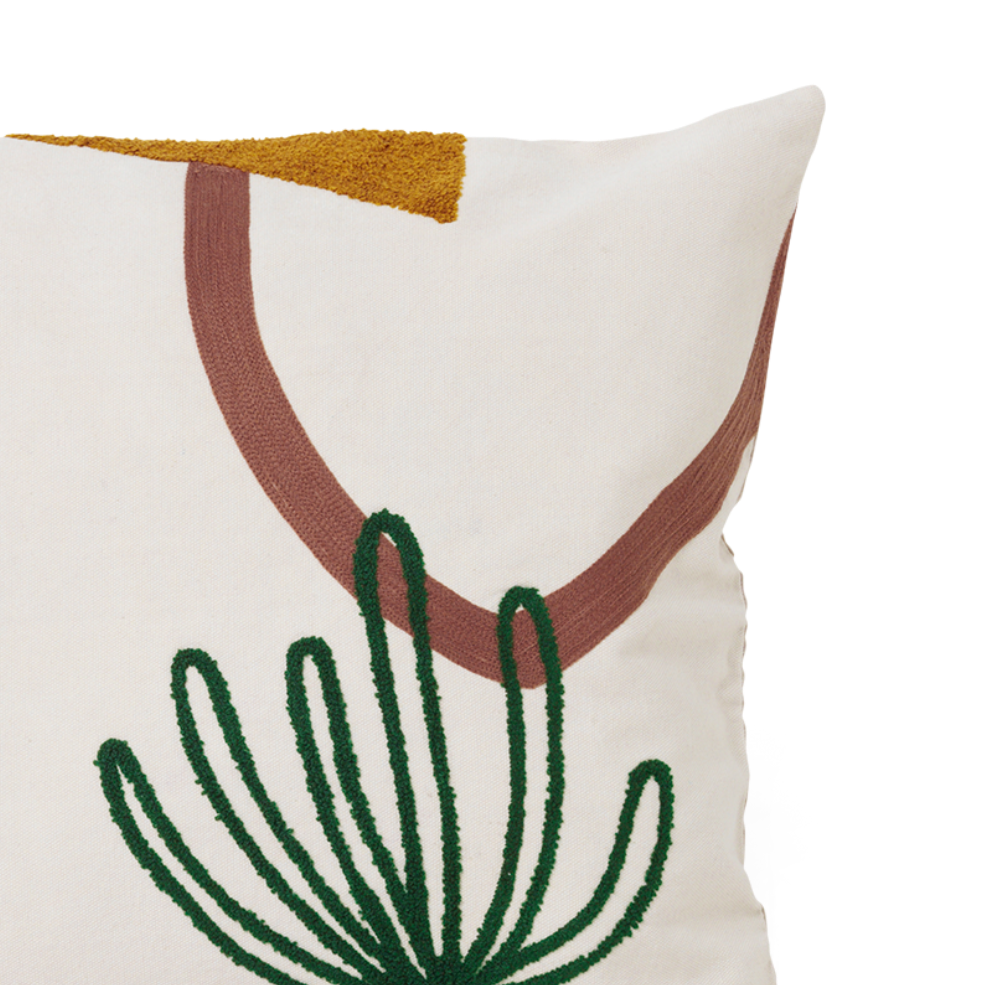 MIRAGE Pillow in Cream with Caramel and Green