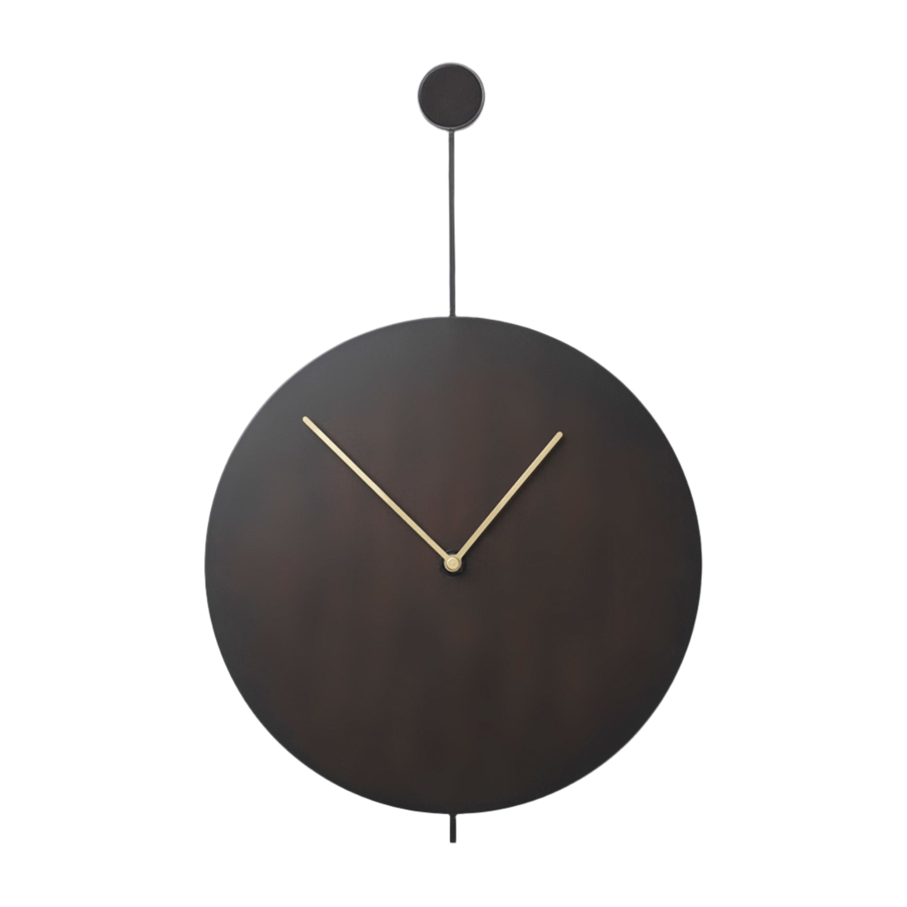 TRACE wall clock in black with brass finish
