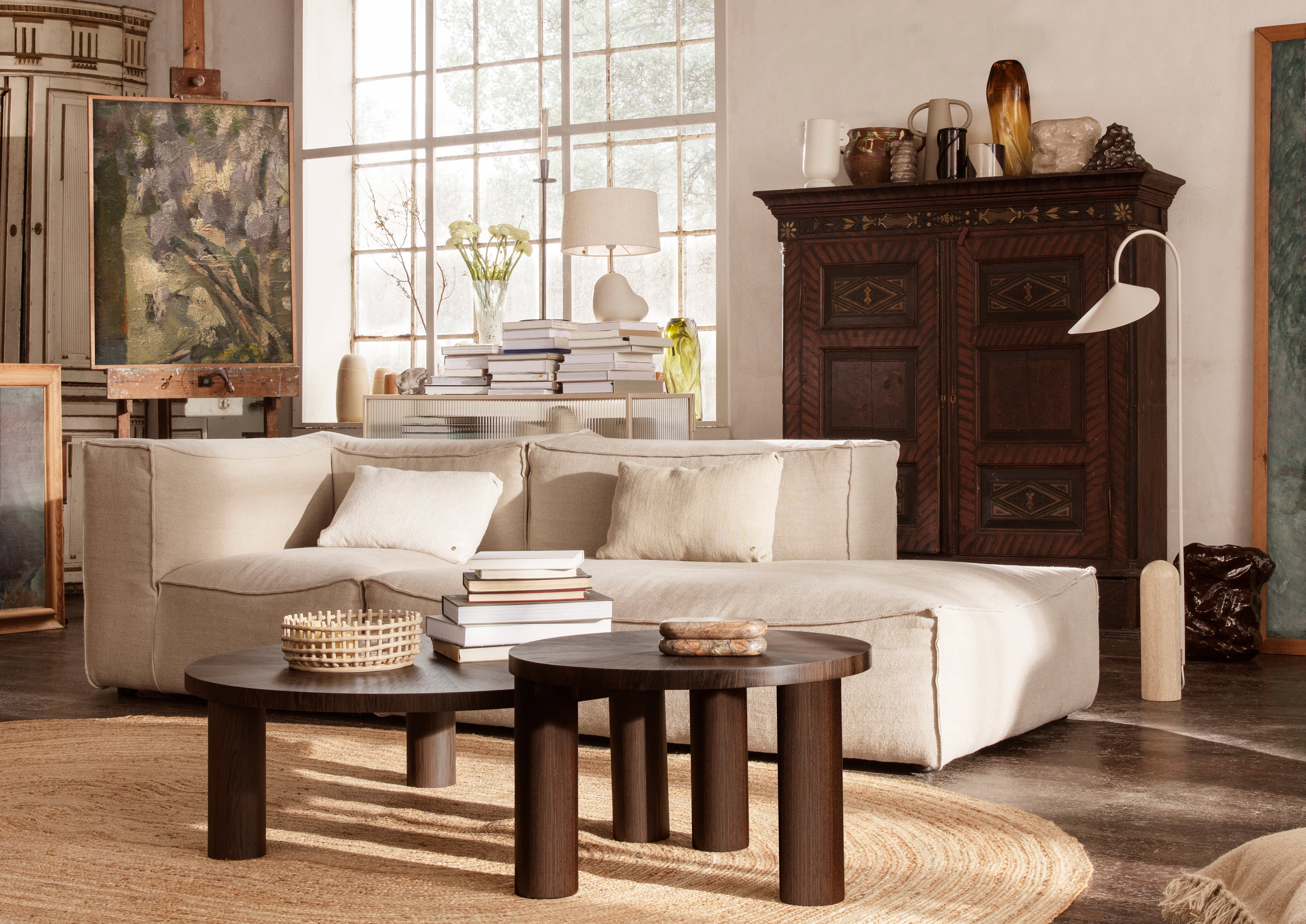 Side table Post dark brown oak veneer